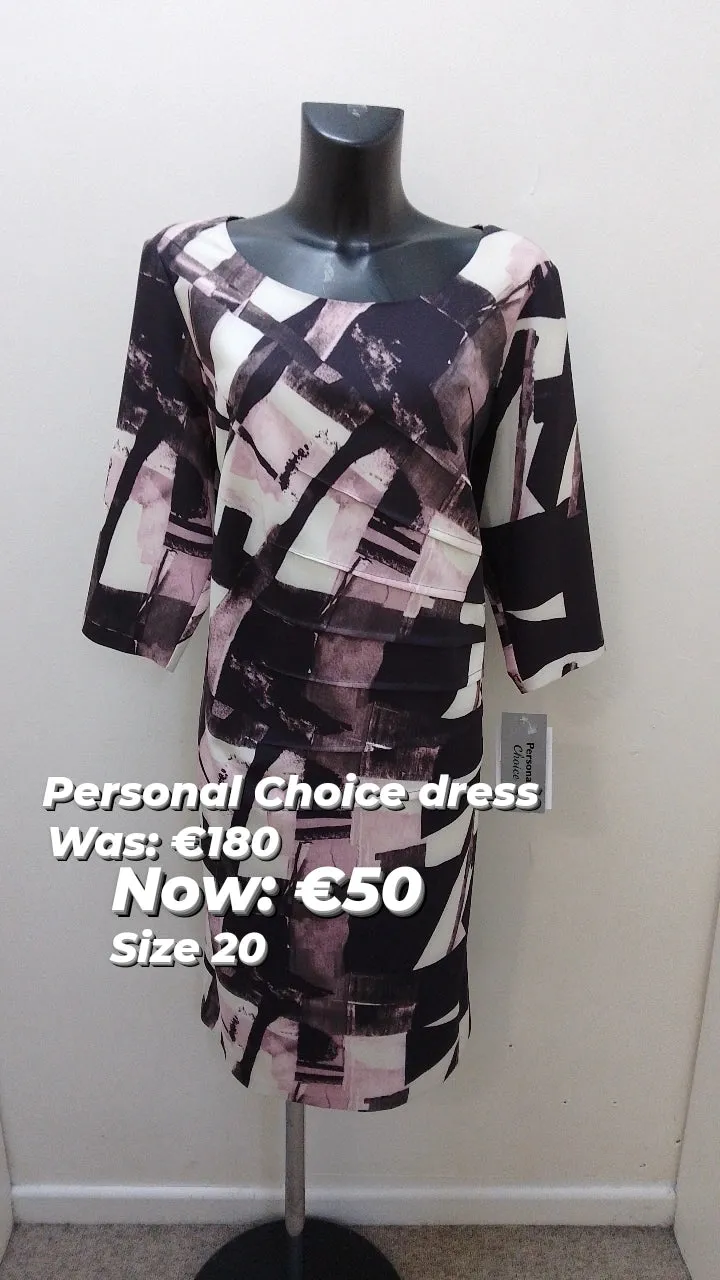 18102 Personal Choice Pink & Charcoal Shift dress