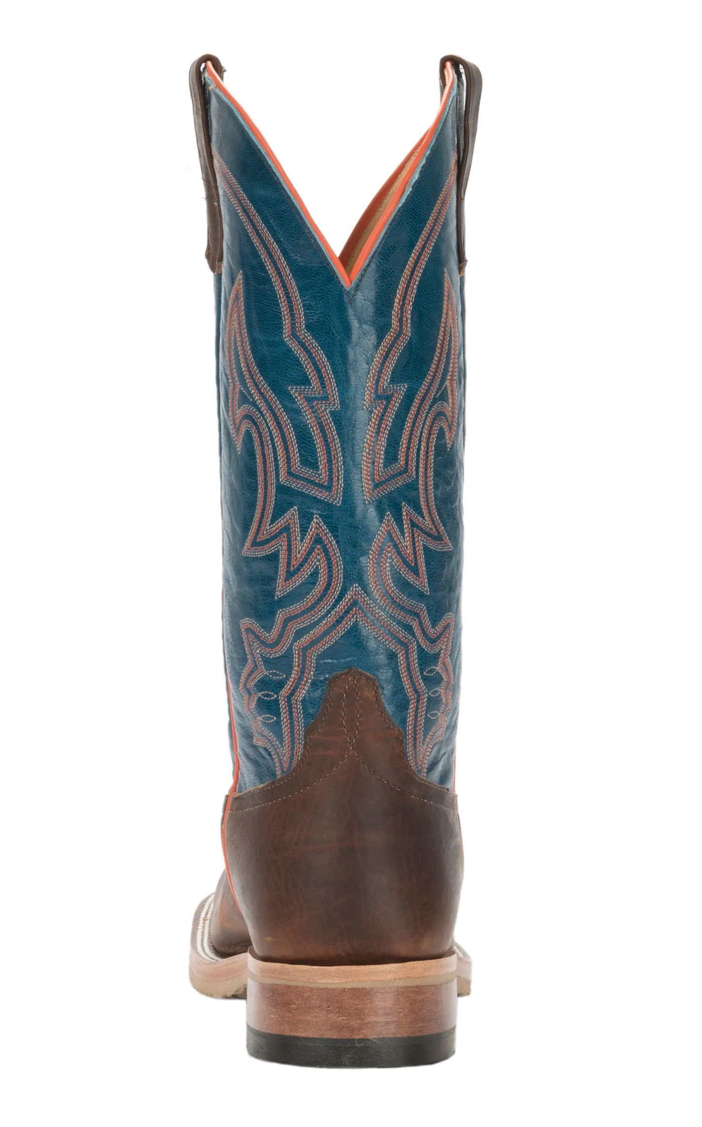 Anderson Bean Men's Briar Brown and Teal Wide Square Toe Cowboy Boot