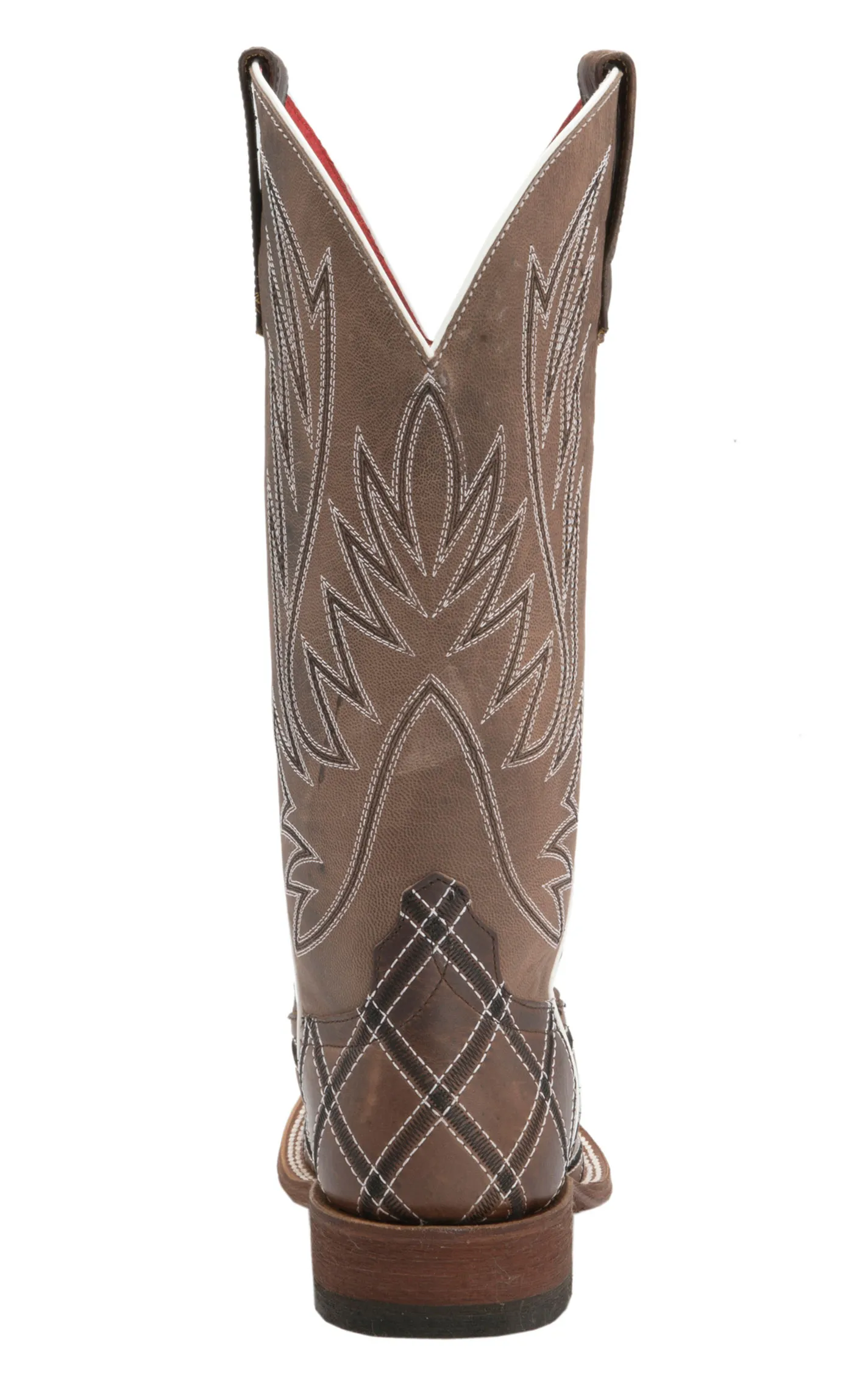 Anderson Bean Women's Macie Bean Chocolate with Diamond Stitch Embroidery Square Toe Cowboy Boots