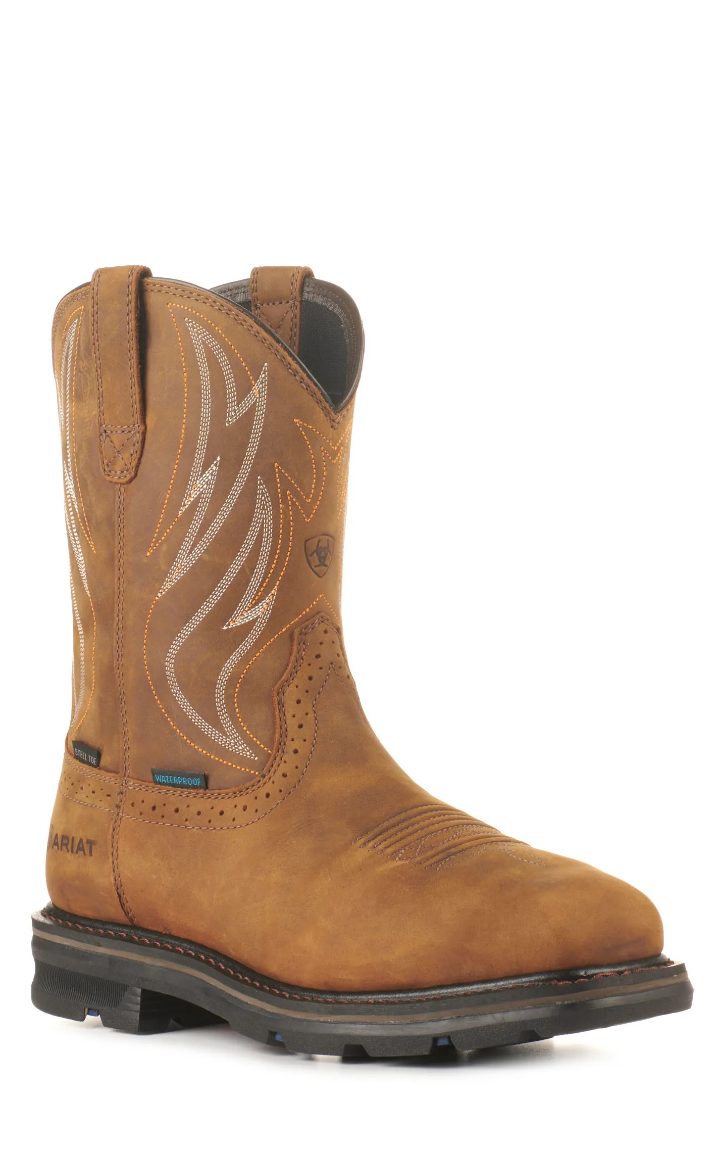 Ariat Men's Sierra Cognac Shock Shield Waterproof Steel Toe Work Boots