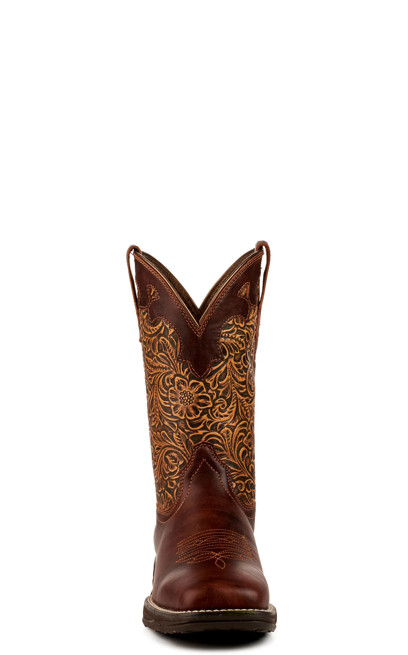 Ariat Women's Anthem Savanna Rich Clay and Brown Embossed Floral Print Square Toe Cowboy Boots