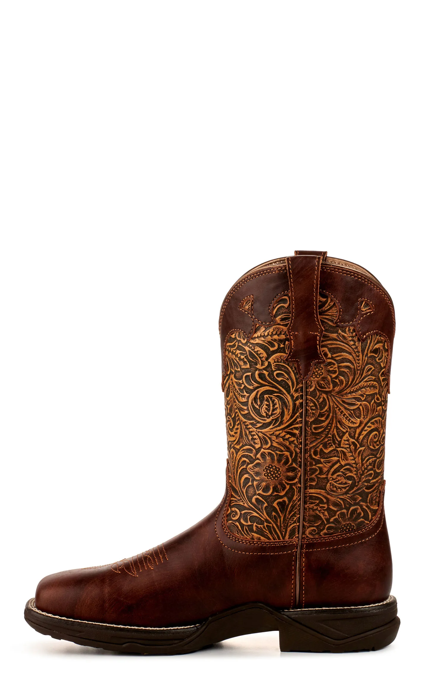 Ariat Women's Anthem Savanna Rich Clay and Brown Embossed Floral Print Square Toe Cowboy Boots