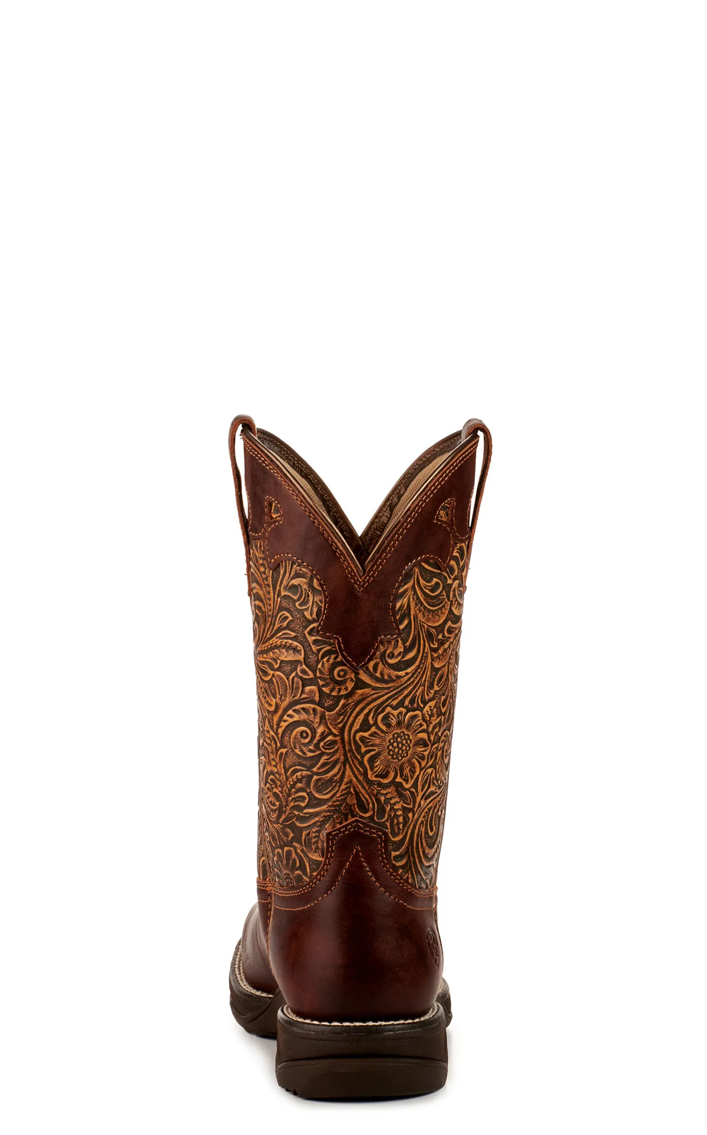 Ariat Women's Anthem Savanna Rich Clay and Brown Embossed Floral Print Square Toe Cowboy Boots