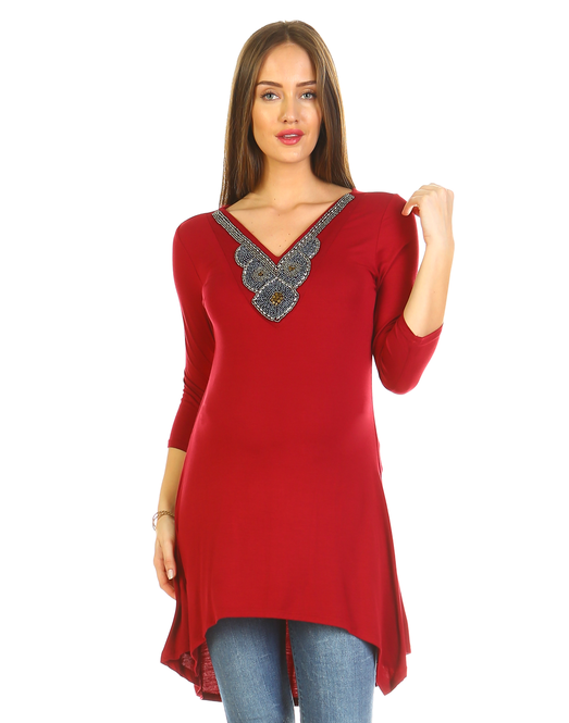 Asymmetric Hem Maternity Tunic Top for Women