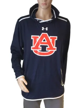 Auburn Tigers Under Armour Coldgear Navy LS Hoodie Sweatshirt Zip Pockets (L)