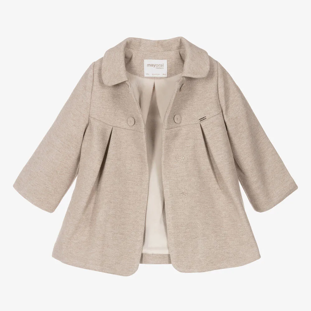 Baby Girls Beige Trapeze Coat