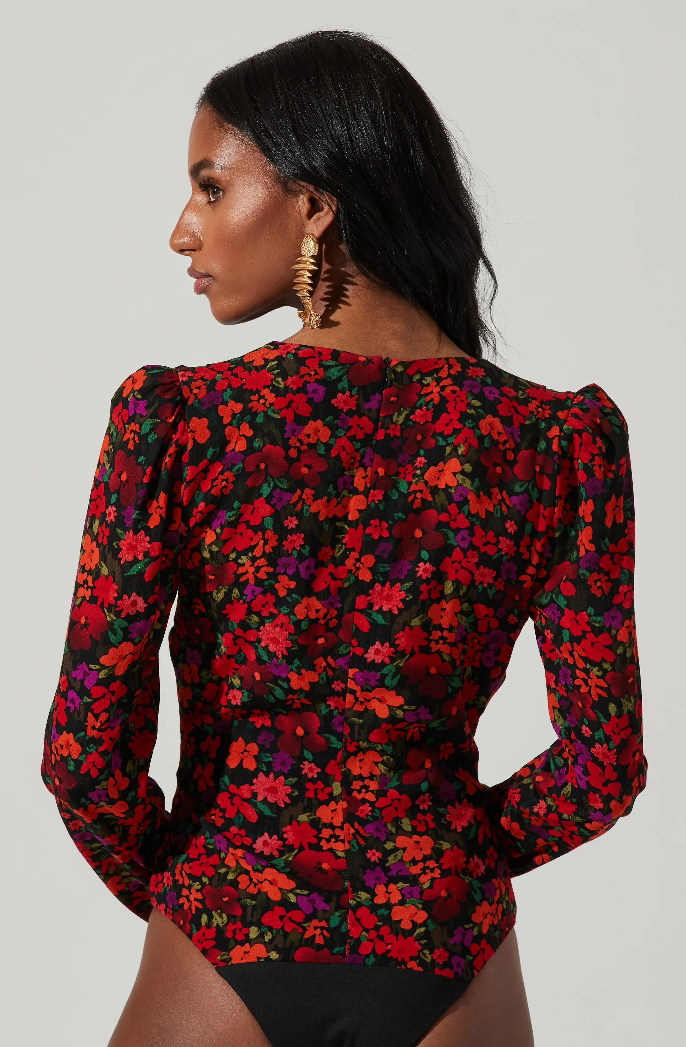 Bartlett Floral Wrap Front Long Sleeve Bodysuit