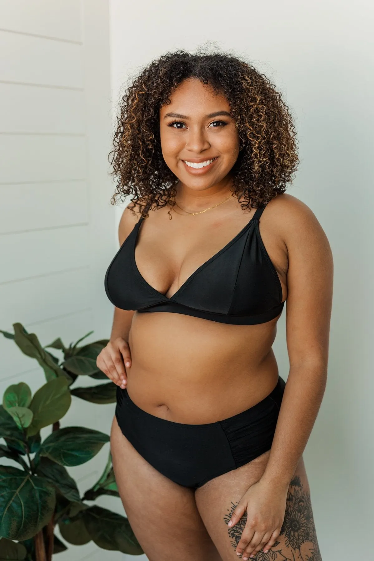 Beach Babe Triangle Bikini Top- Black