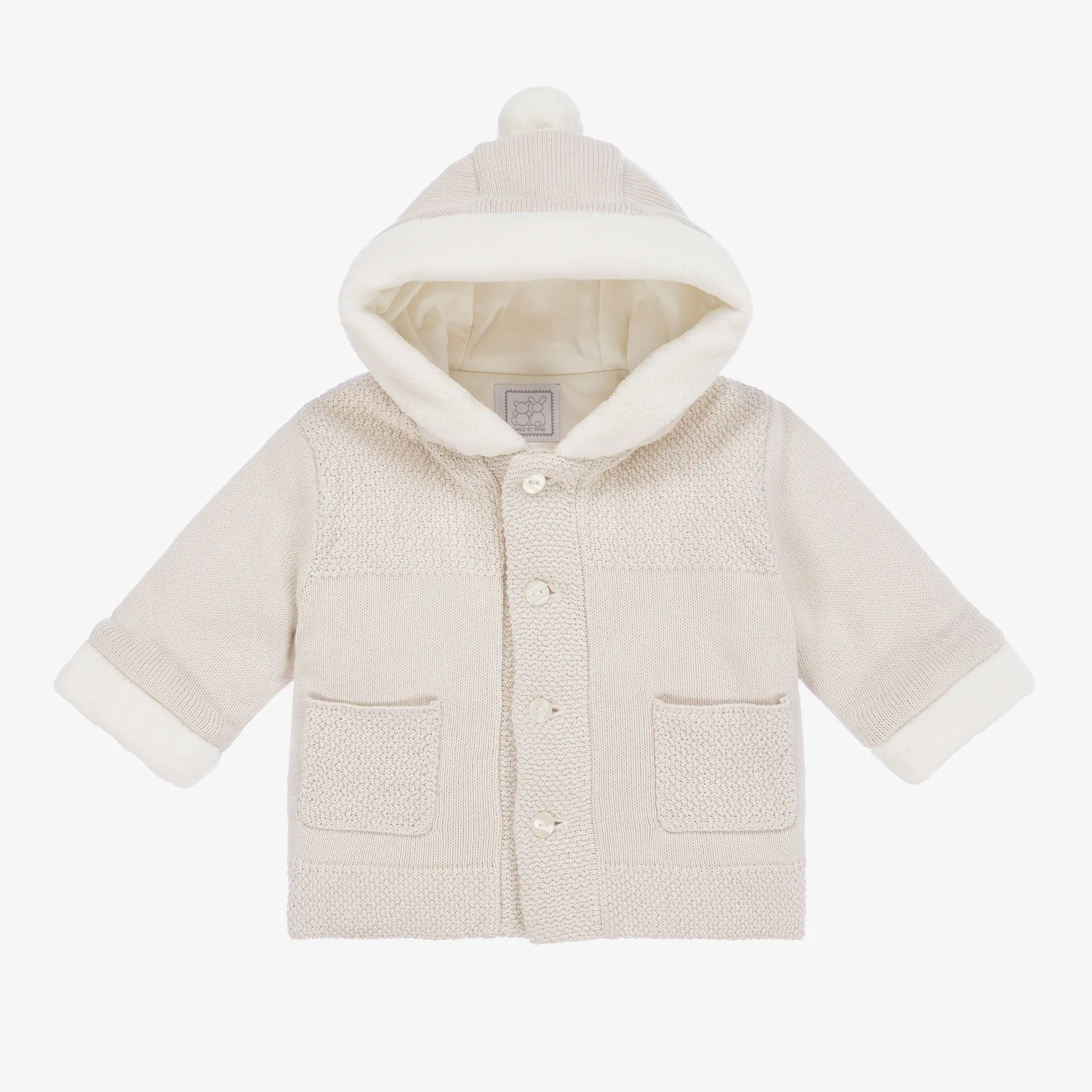 Beige Knitted Baby Pram Coat