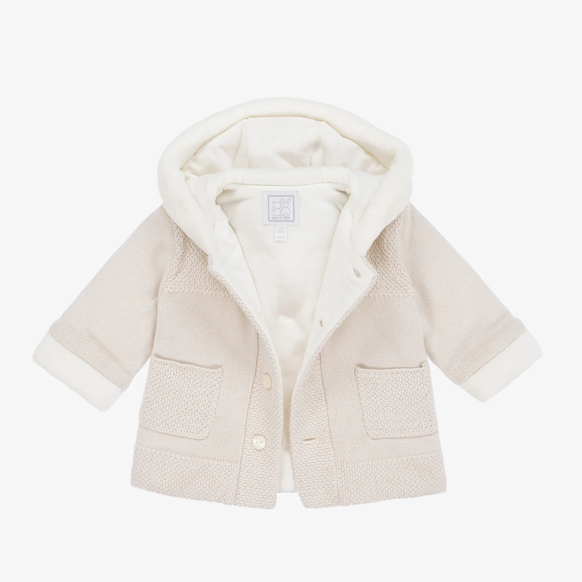 Beige Knitted Baby Pram Coat