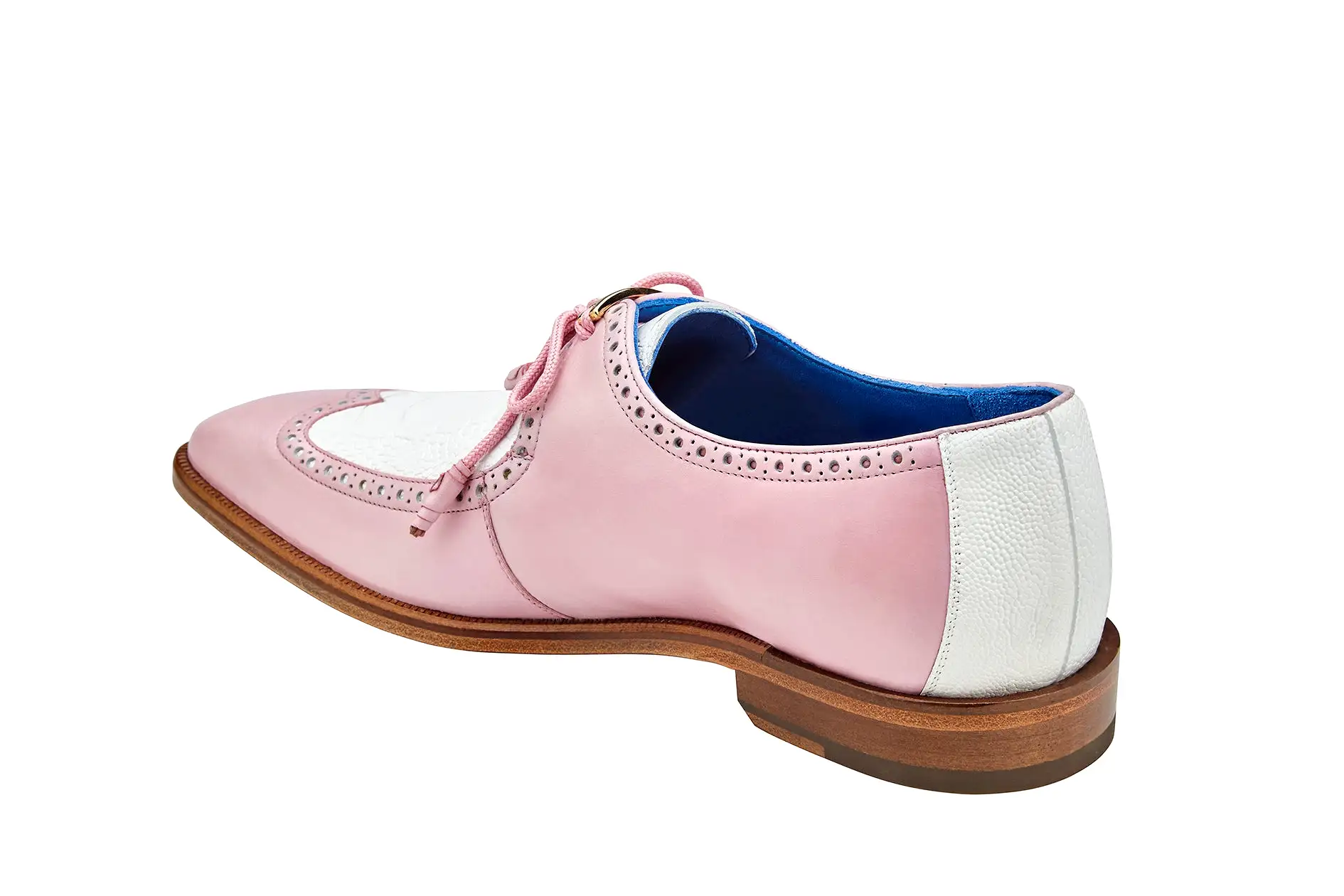 BELVEDERE ETORE Genuine Ostrich / Italian Calf Dress Shoe - Pink/White F01