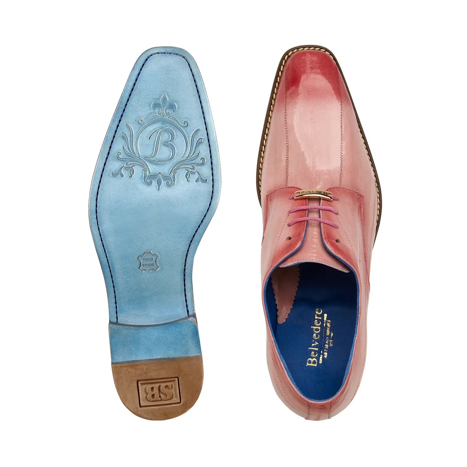 Belvedere - Italo, Genuine Hand Painted Eel Dress Shoe - Antique Pink - D05