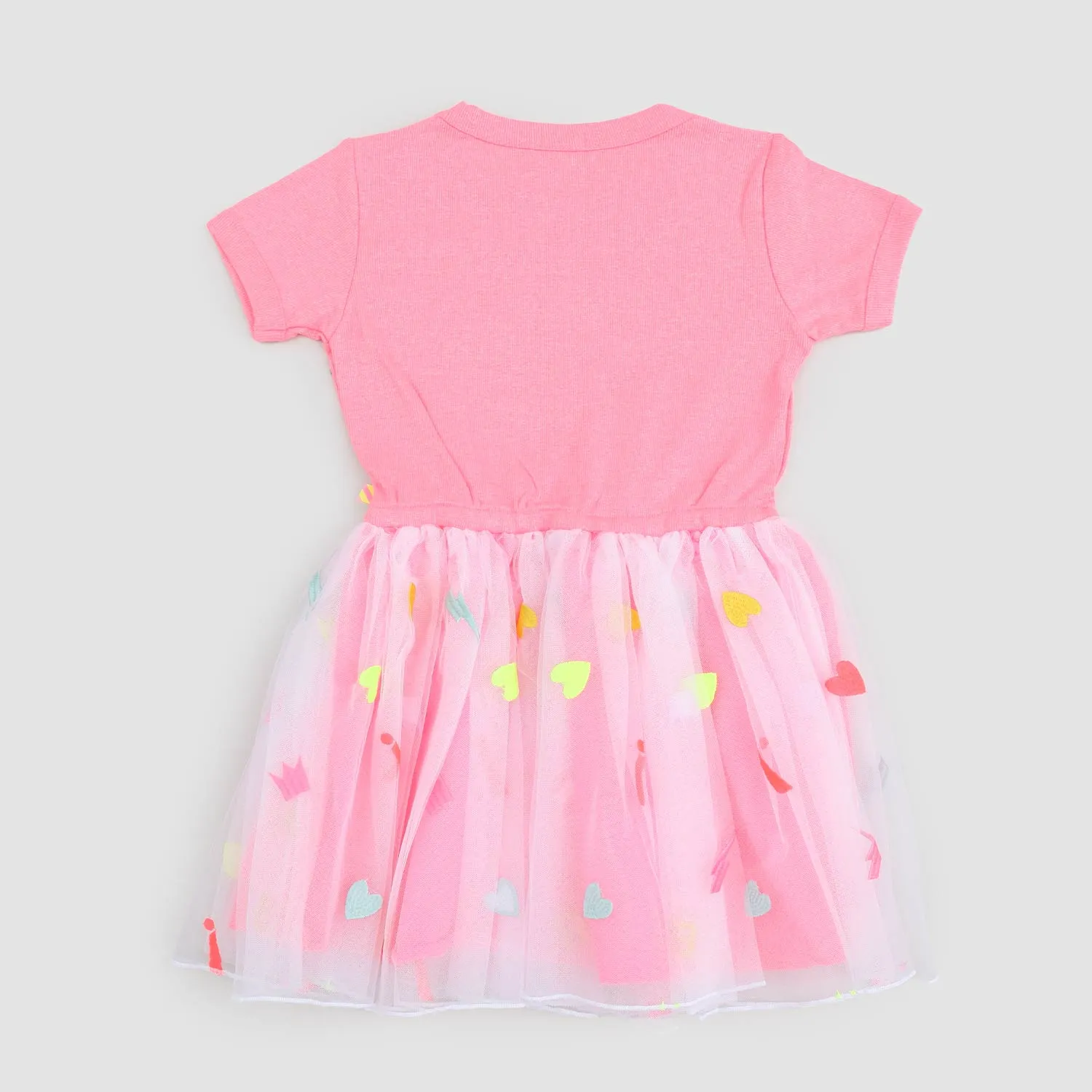 Billieblush Coral Pink Dress With Tulle For Girls