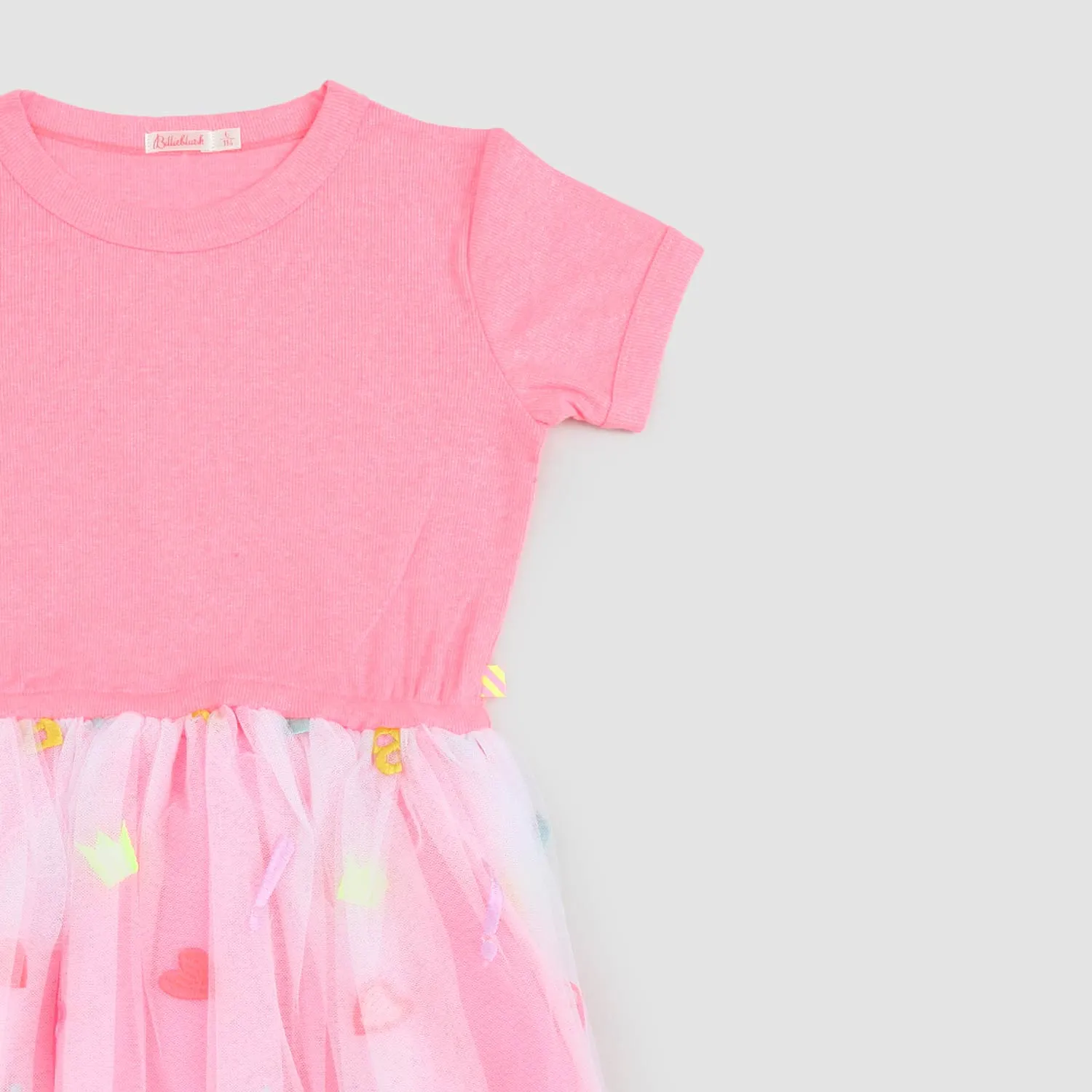 Billieblush Coral Pink Dress With Tulle For Girls