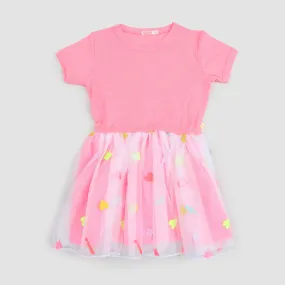 Billieblush Coral Pink Dress With Tulle For Girls