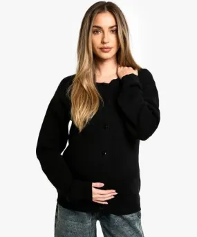 boohoo Womens Maternity Fine Knit Crew Neck Cardigan