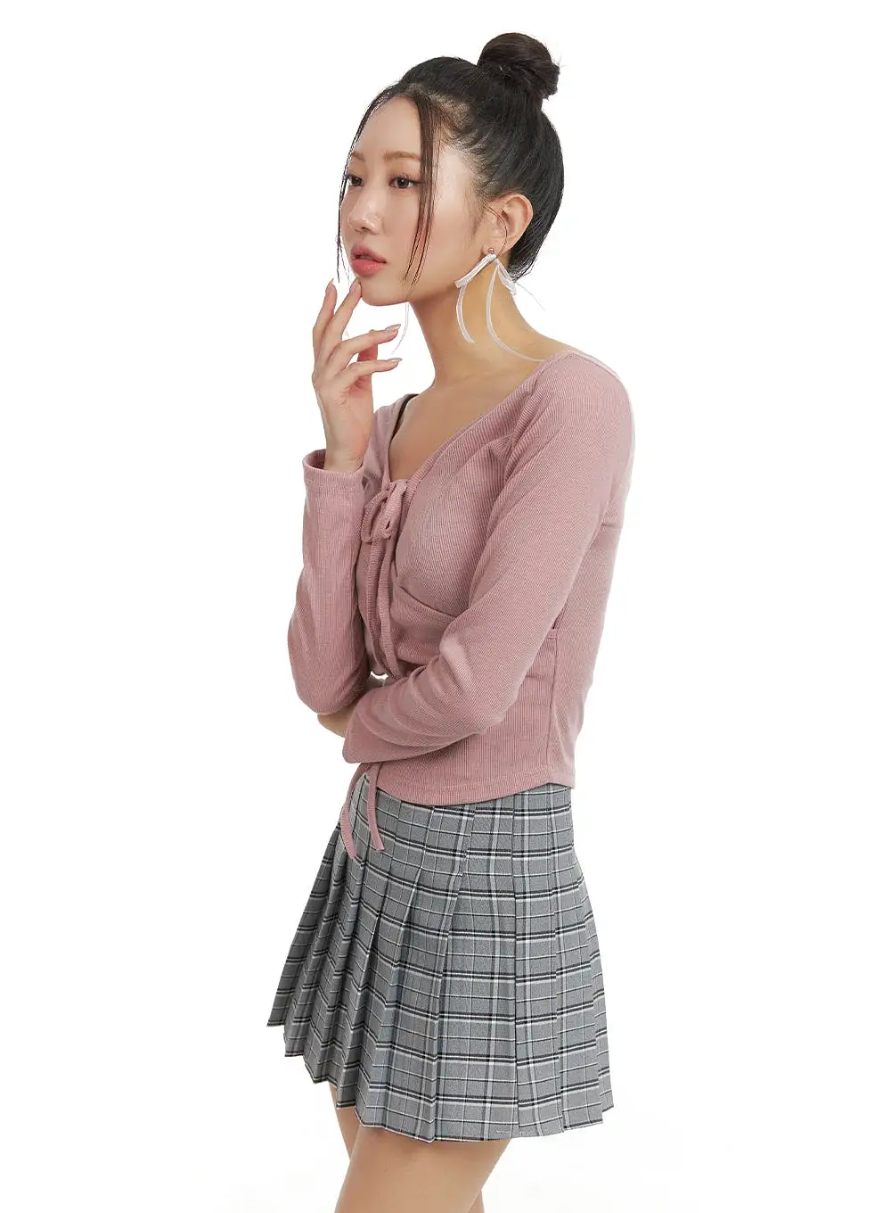 Bowknot Cross Wrap Long Sleeve OM429