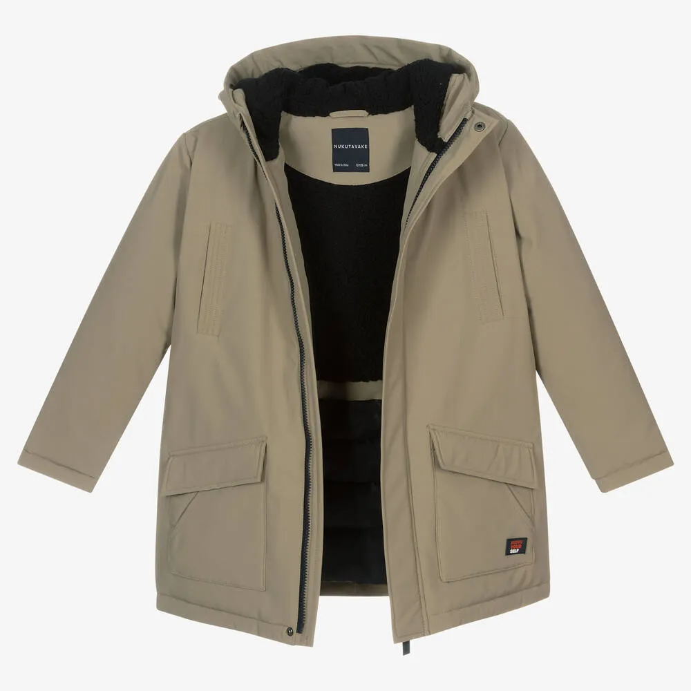 Boys Khaki Green Coat