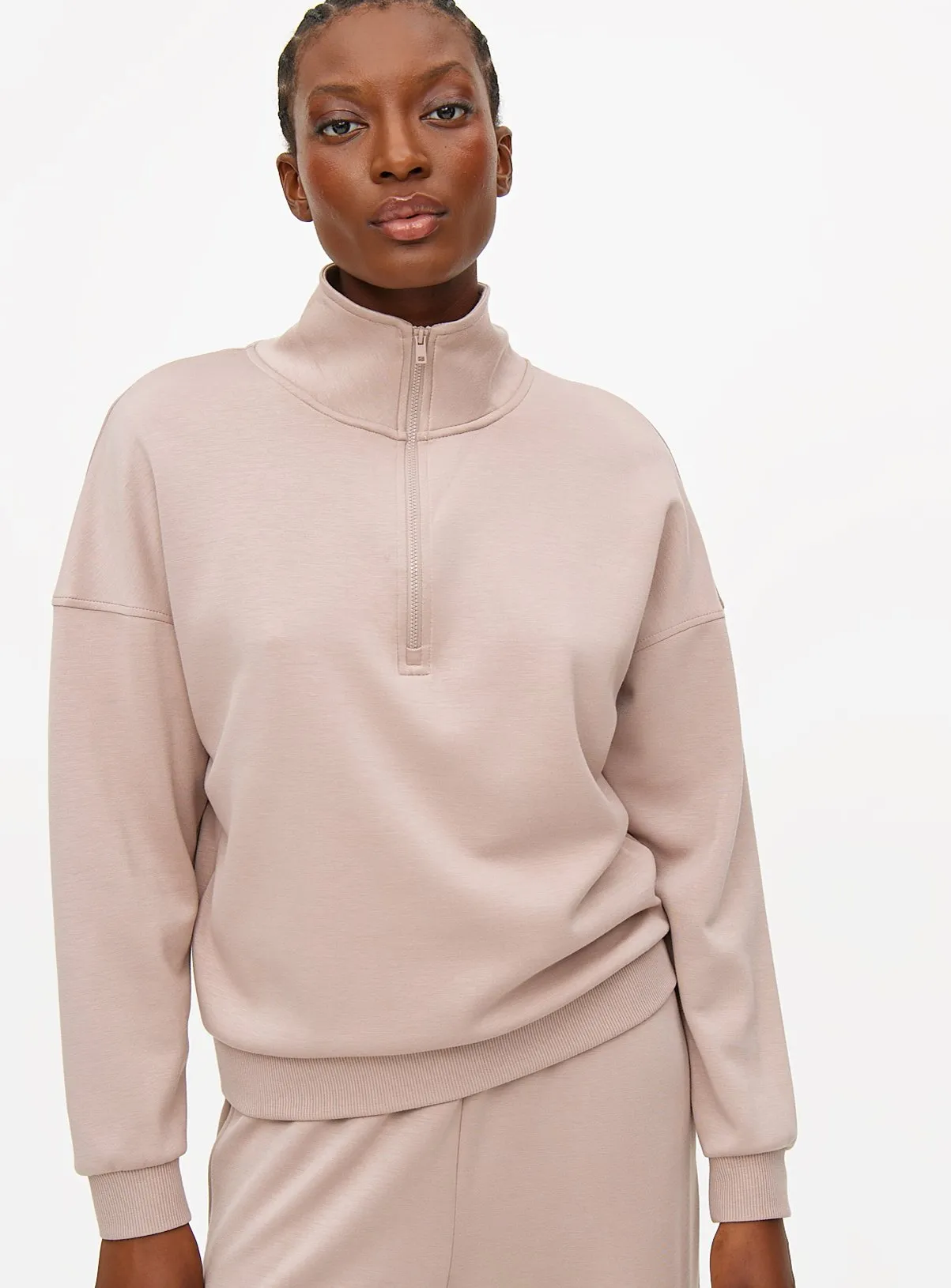 Buy Taupe Half-Zip Sweatshirt M | Hoodies and sweatshirts | Tu