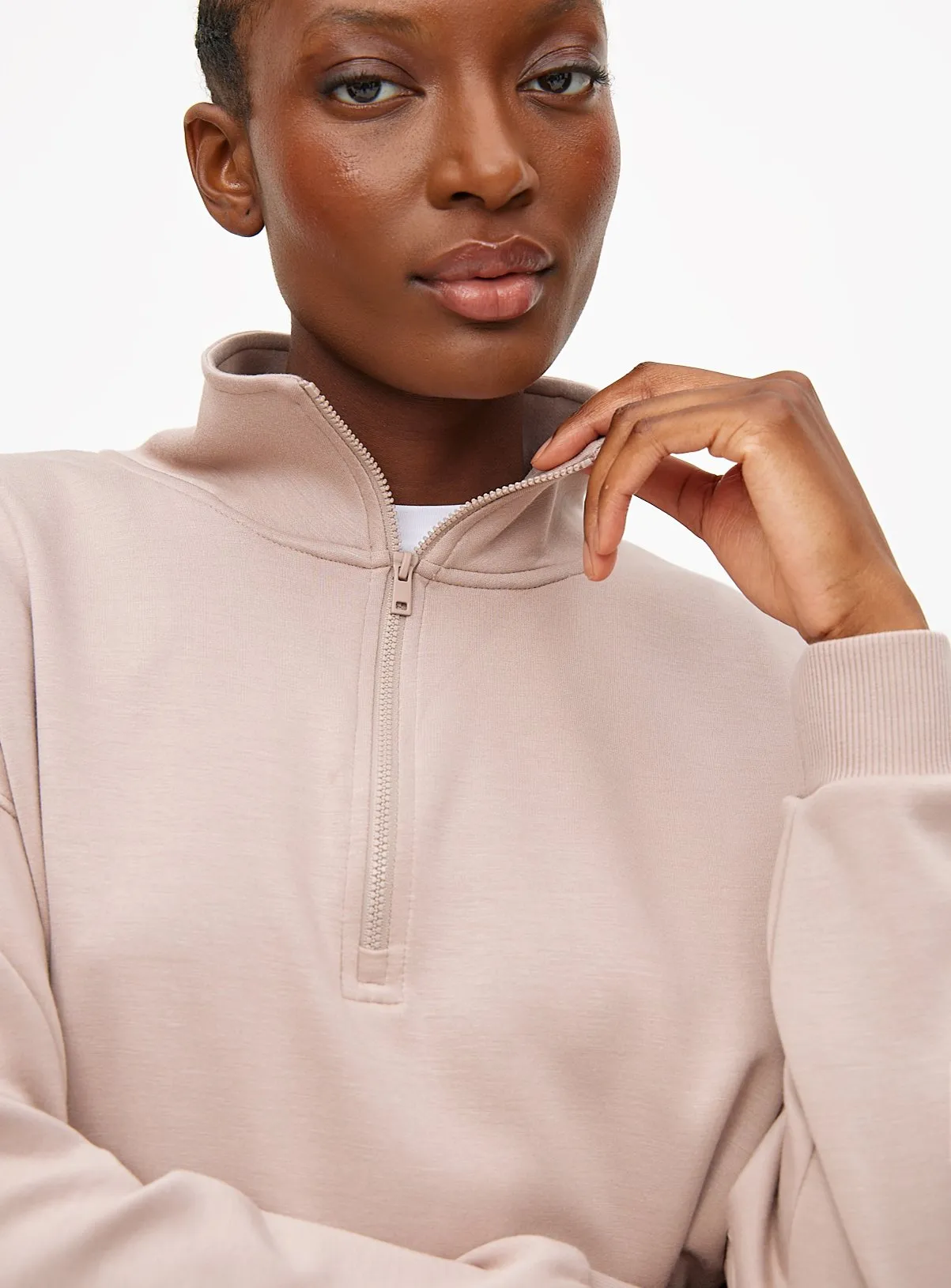 Buy Taupe Half-Zip Sweatshirt M | Hoodies and sweatshirts | Tu