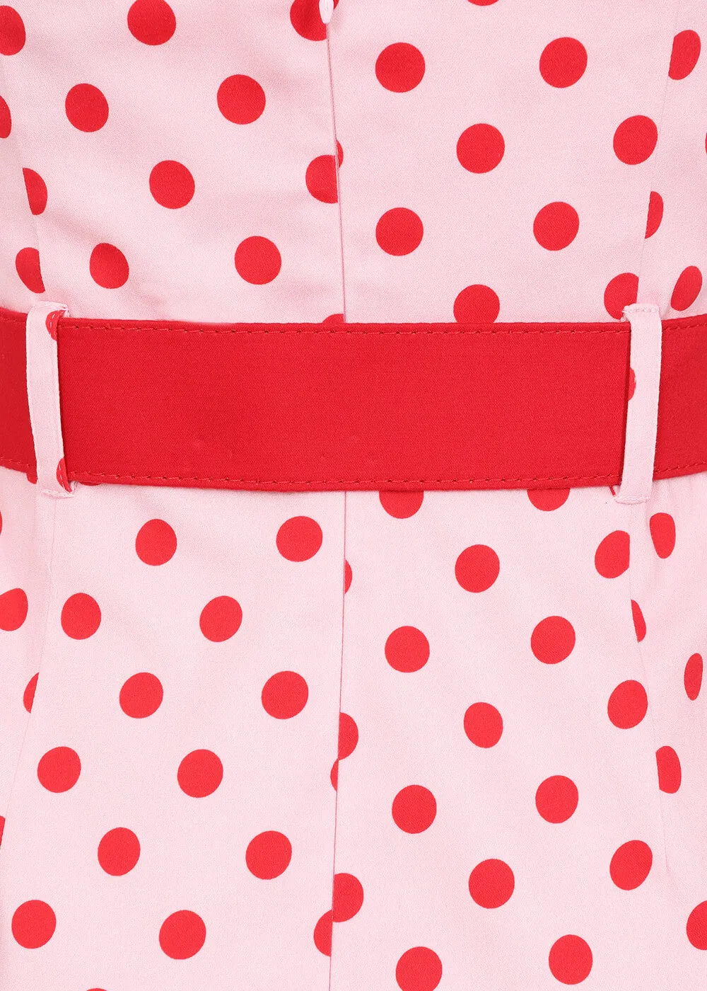 Collectif Wanda Polka Dot 50's Pencil Dress Pink Red