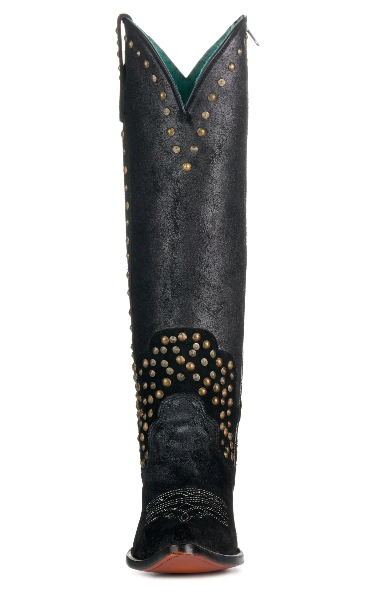 Corral Women's Black Metallized with Studs Pointed Toe Tall Cowboy Boots