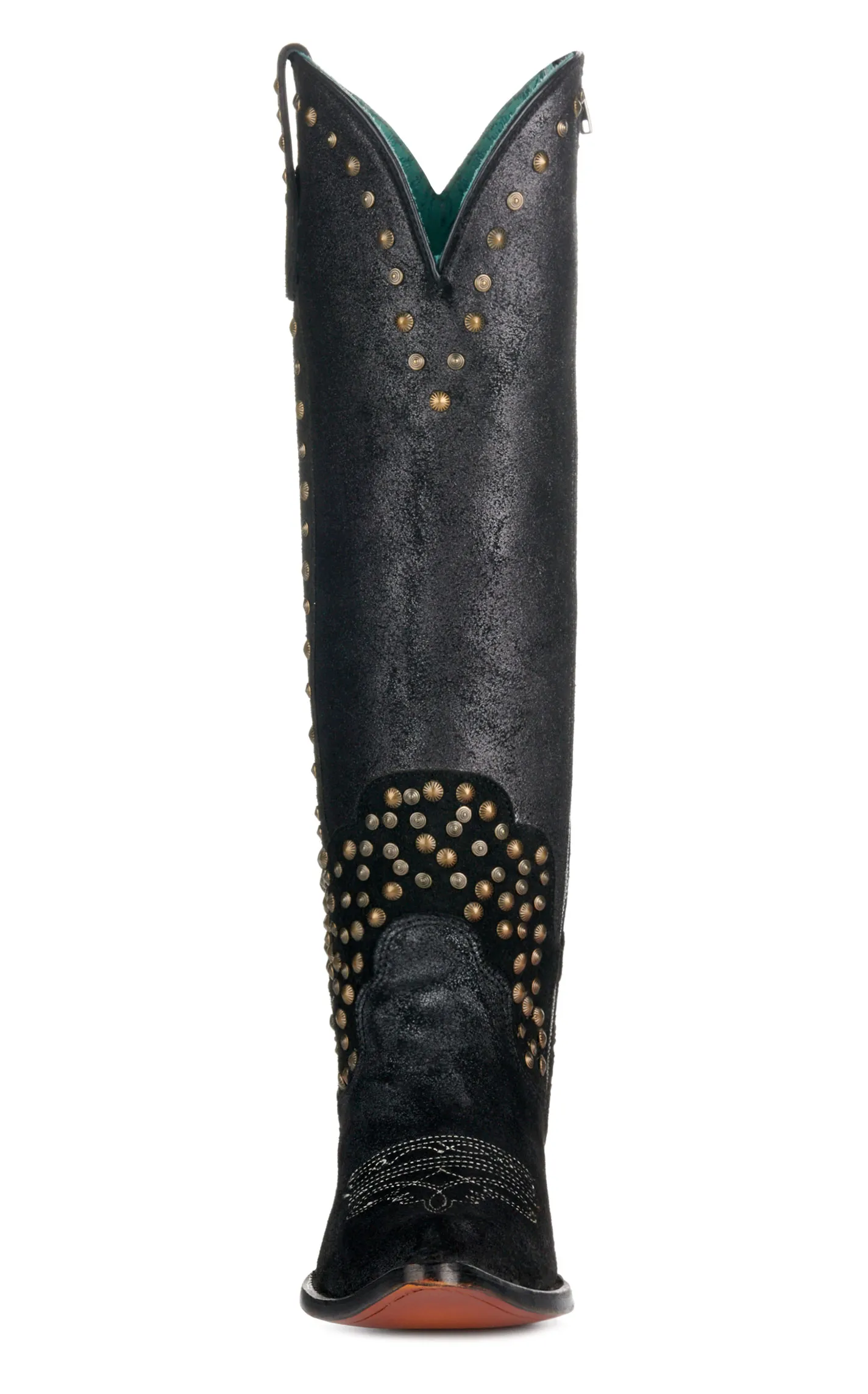 Corral Women's Black Metallized with Studs Pointed Toe Tall Cowboy Boots