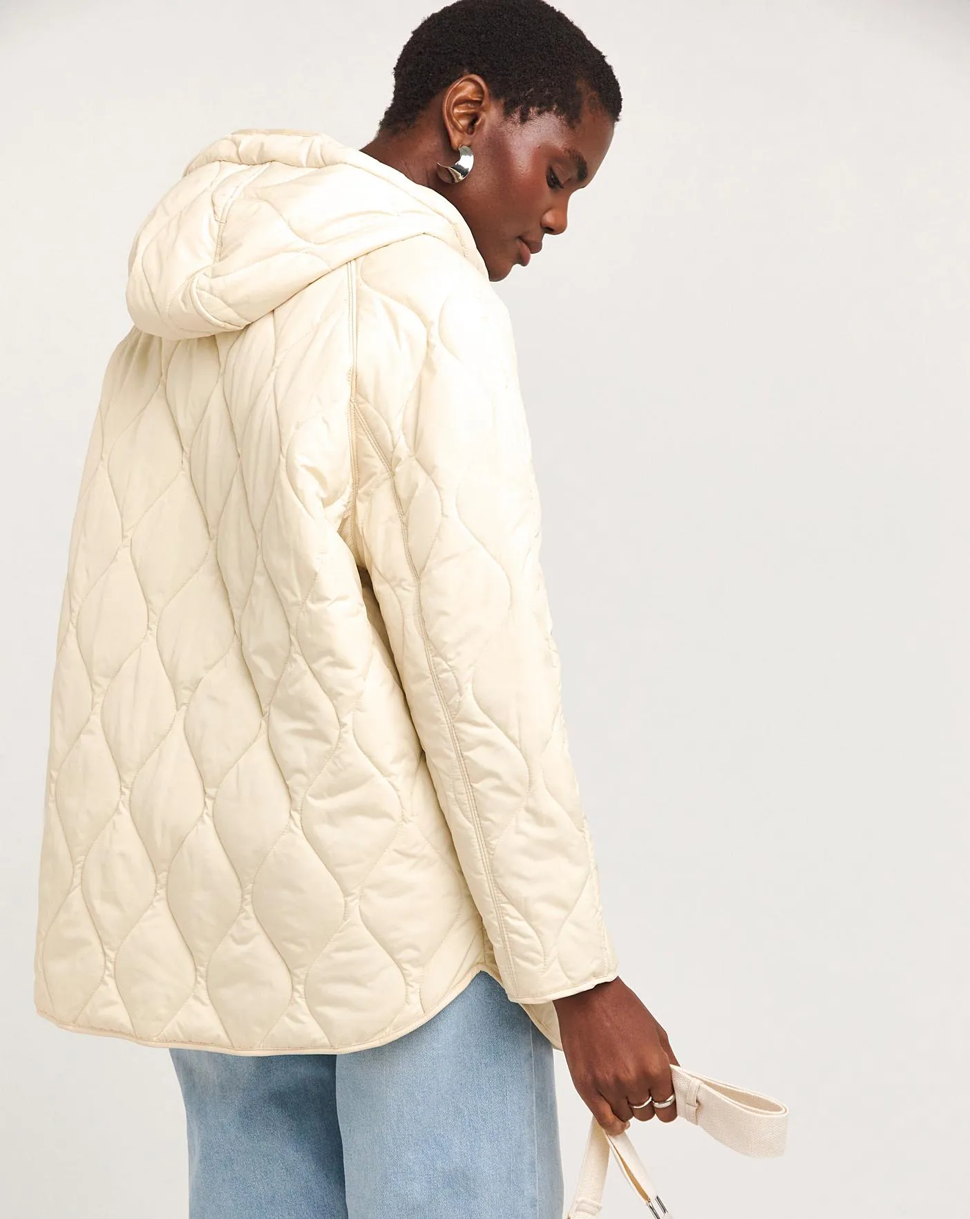 Cream Short Quilted Coat