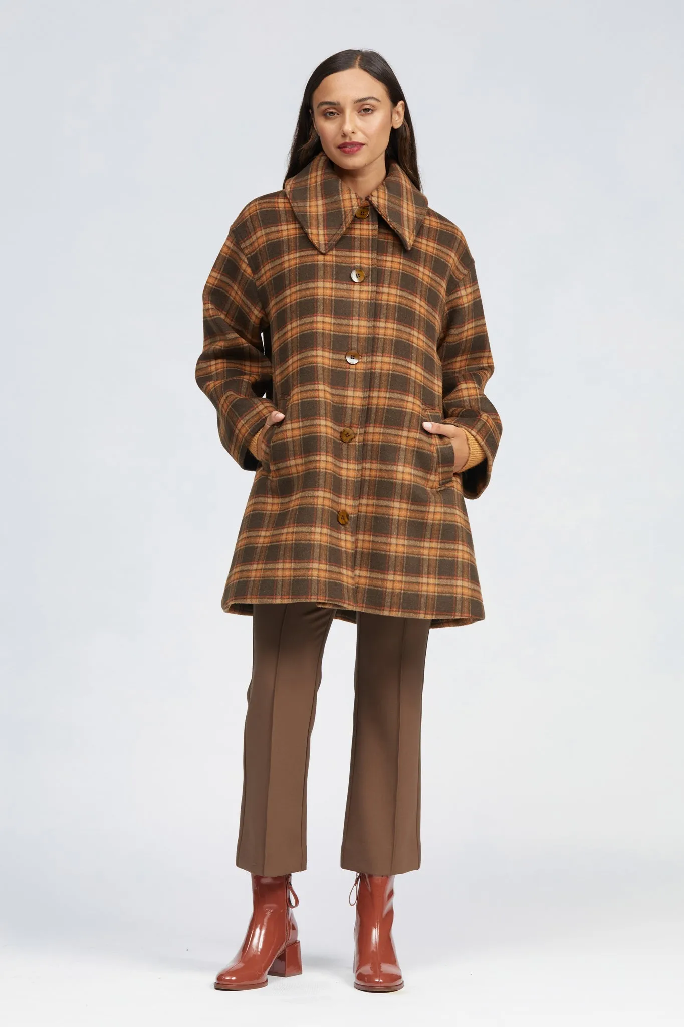 Darmowy Coat Brown/Orange Check