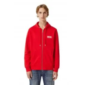 Diesel S-Girk-Hood-Zip-Ecologo Felpa Red Men Hoodies|akgalleria.com