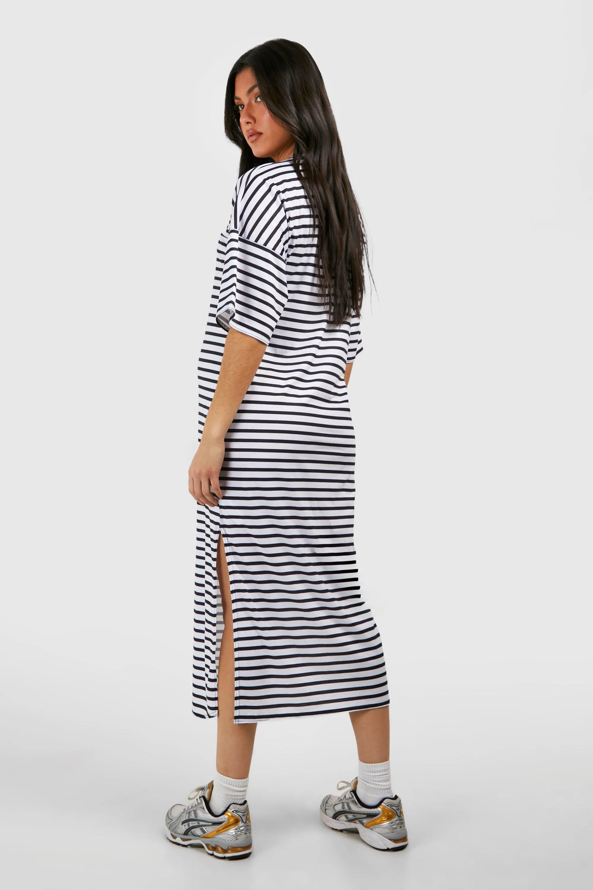 Dresses | Maternity Short Sleeve Split Hem Striped Dress | boohoo