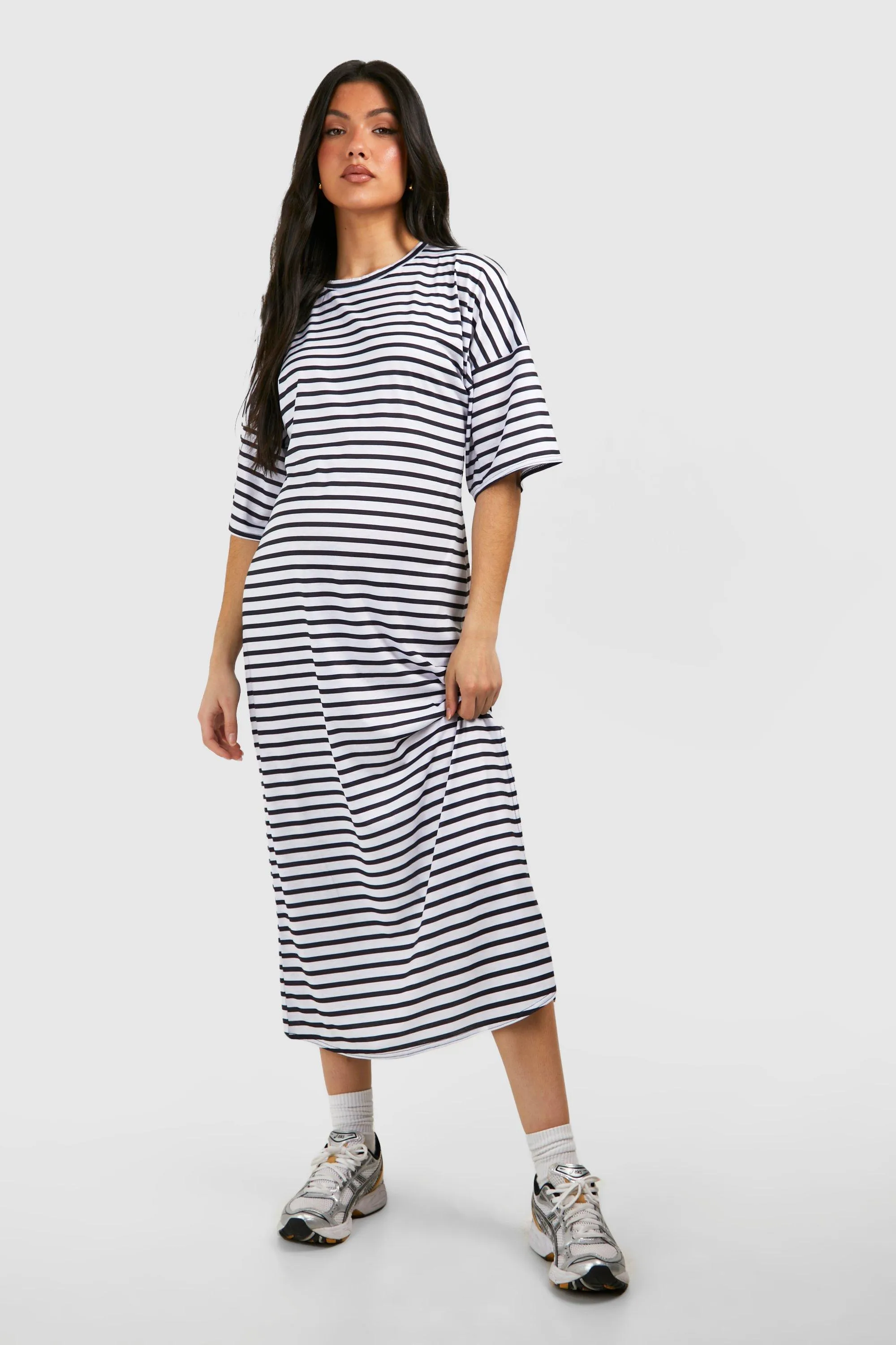 Dresses | Maternity Short Sleeve Split Hem Striped Dress | boohoo