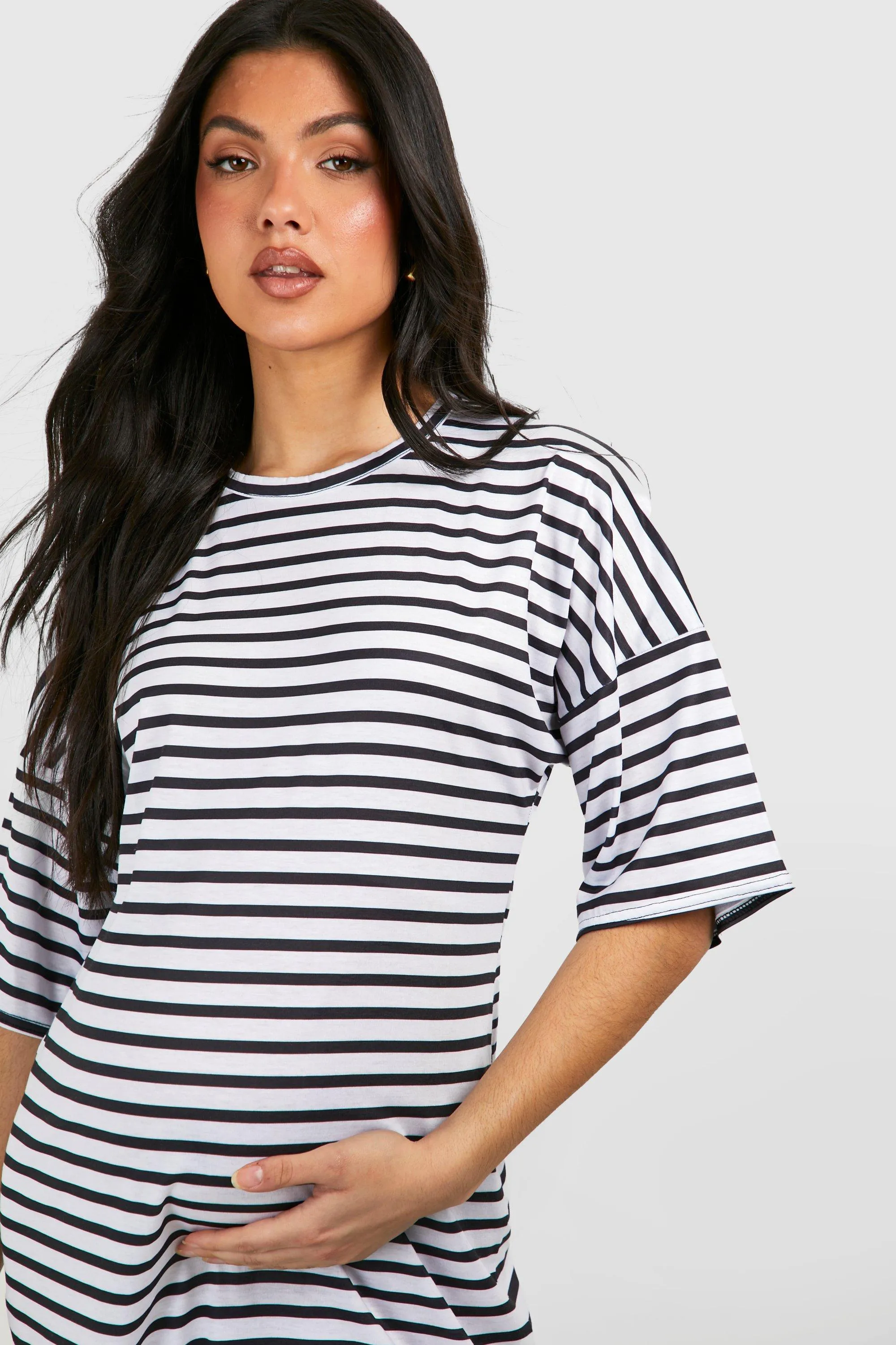 Dresses | Maternity Short Sleeve Split Hem Striped Dress | boohoo