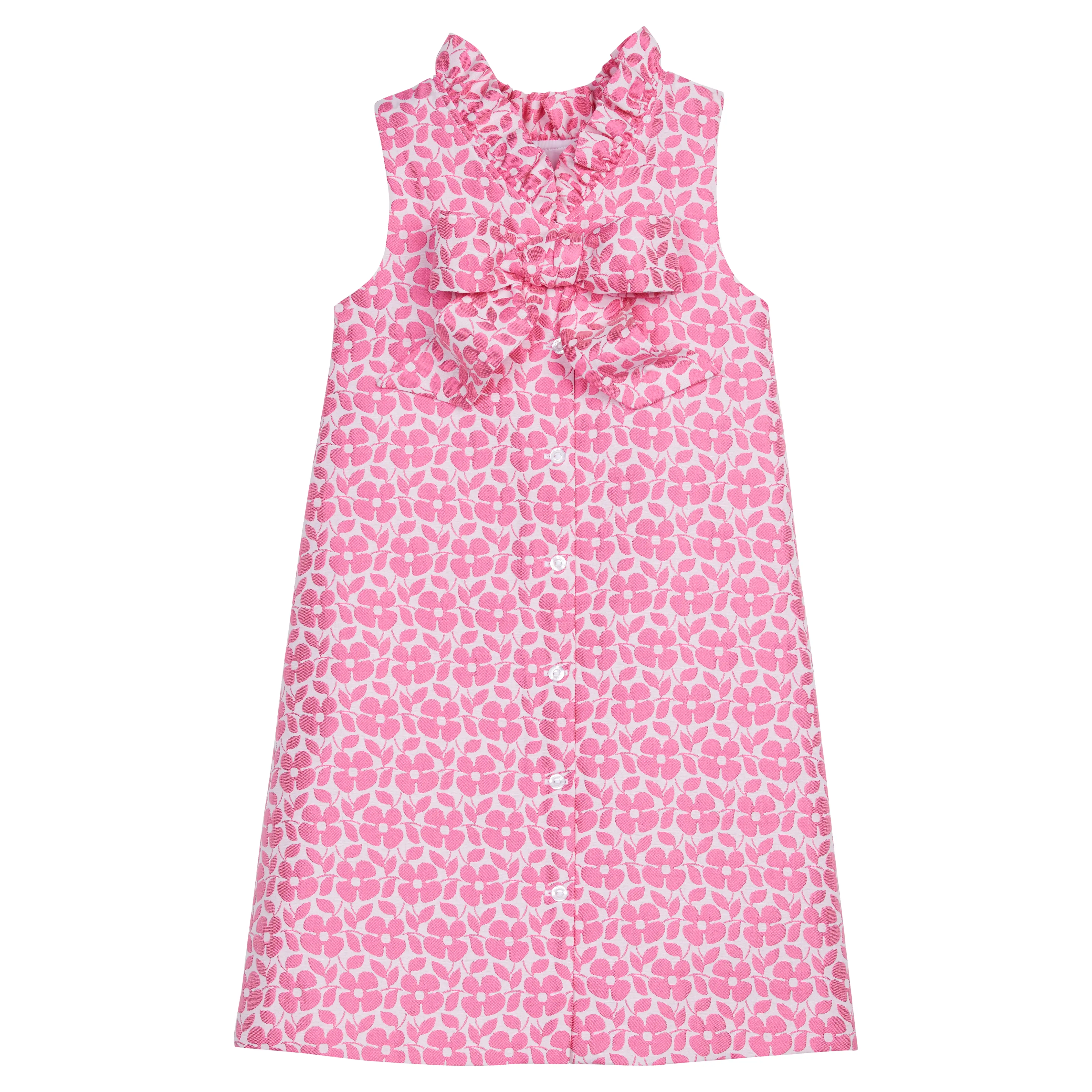 Elizabeth Dress - Pink Floral Jacquard