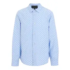 Emporio Armani Boys Blue Pattern Dress Shirt_ 3D4C09-4N89Z-F742