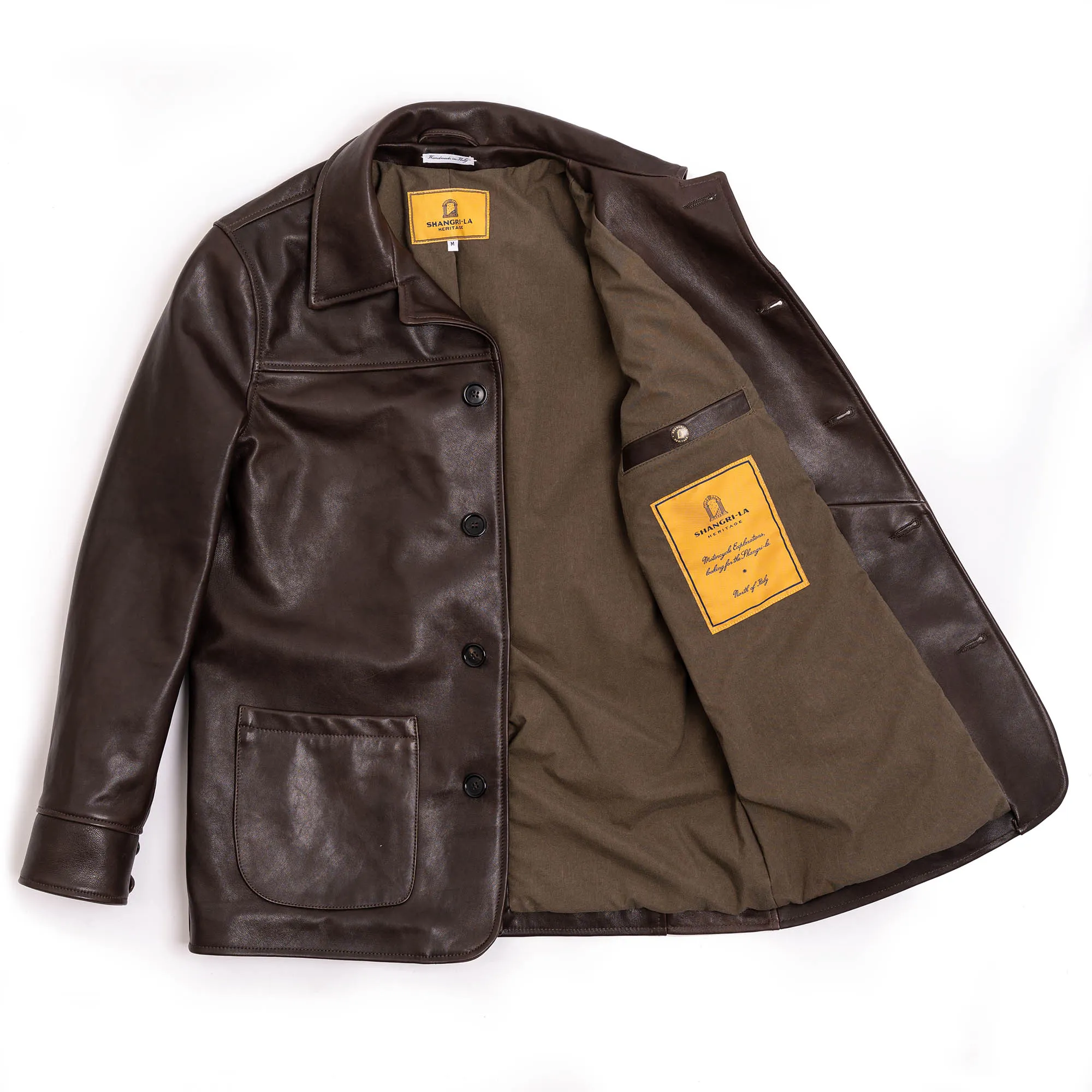 “Enzo” Testa di Moro Leather Car Coat - Shangri-la Heritage