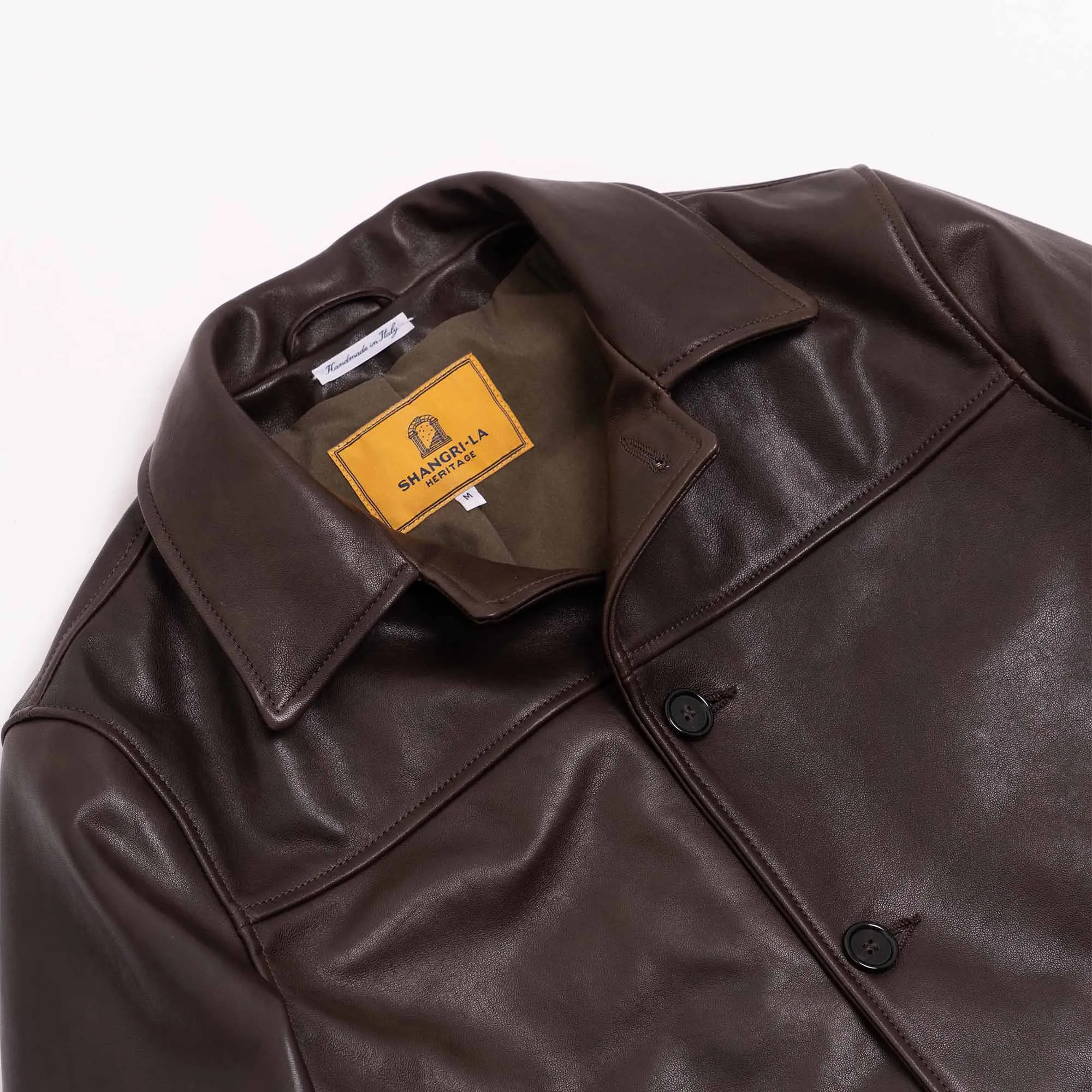 “Enzo” Testa di Moro Leather Car Coat - Shangri-la Heritage