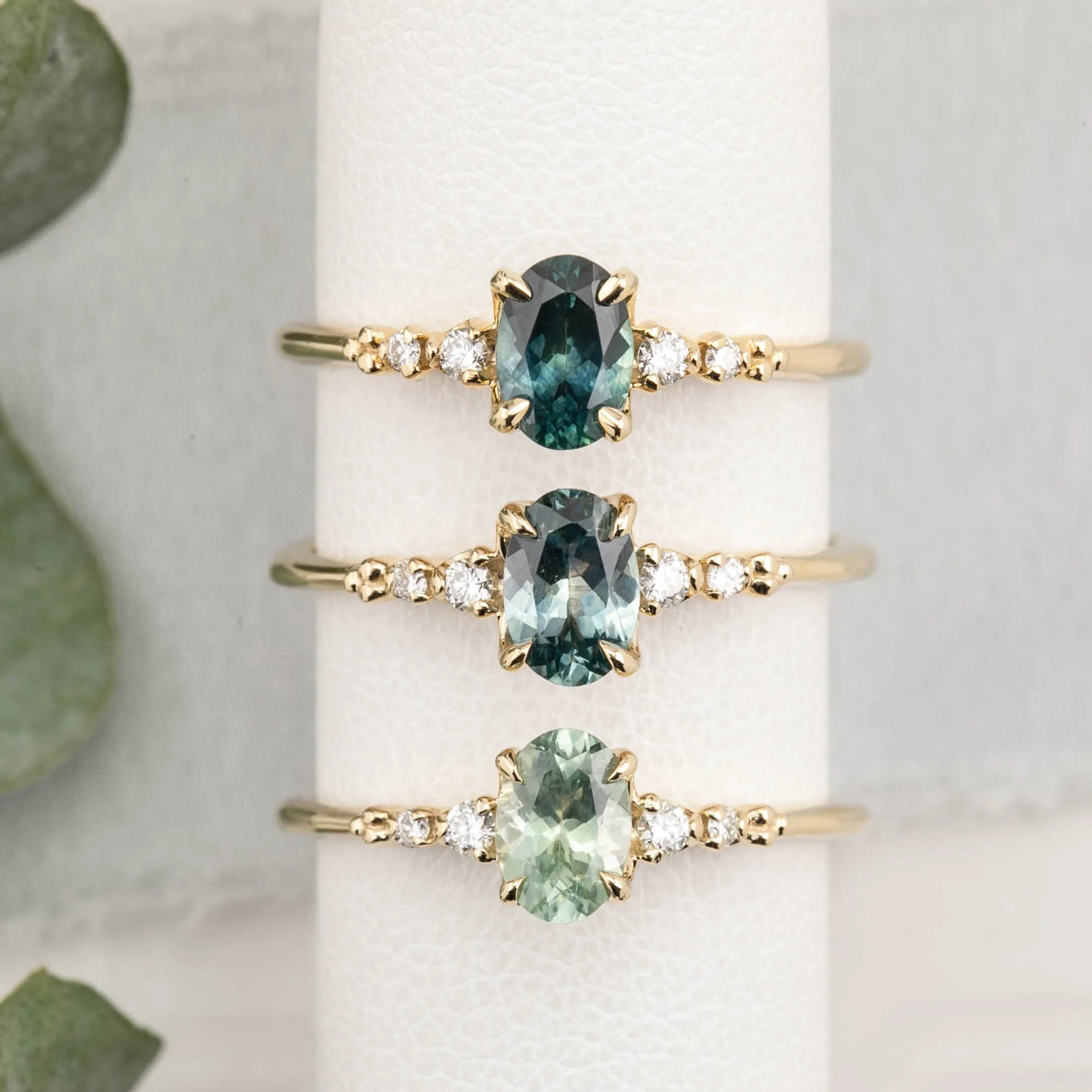 Estel Luxe Ring 0.75ct Mint Green Montana Sapphire, 14K Yellow Gold (One of a kind)