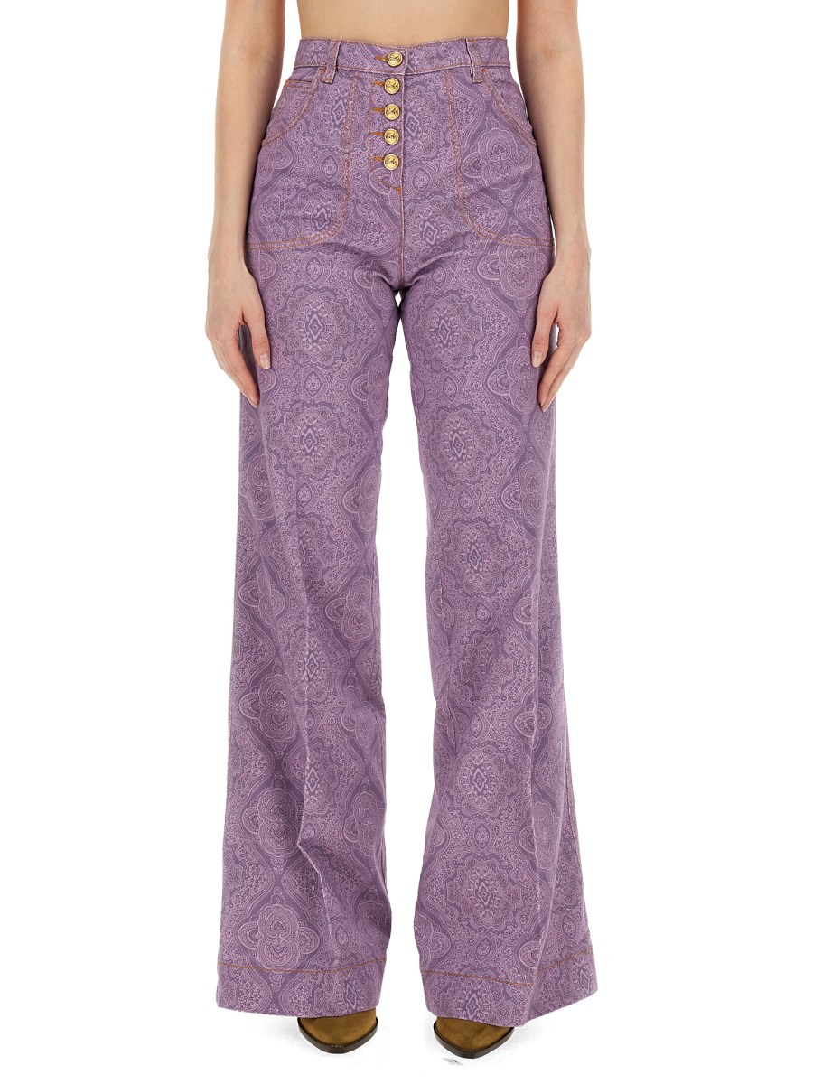 ETRO    FLARE FIT JEANS WITH PEGASUS BUTTONS