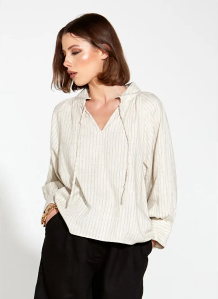 Fate + Becker Heritage Linen Batwing Blouse