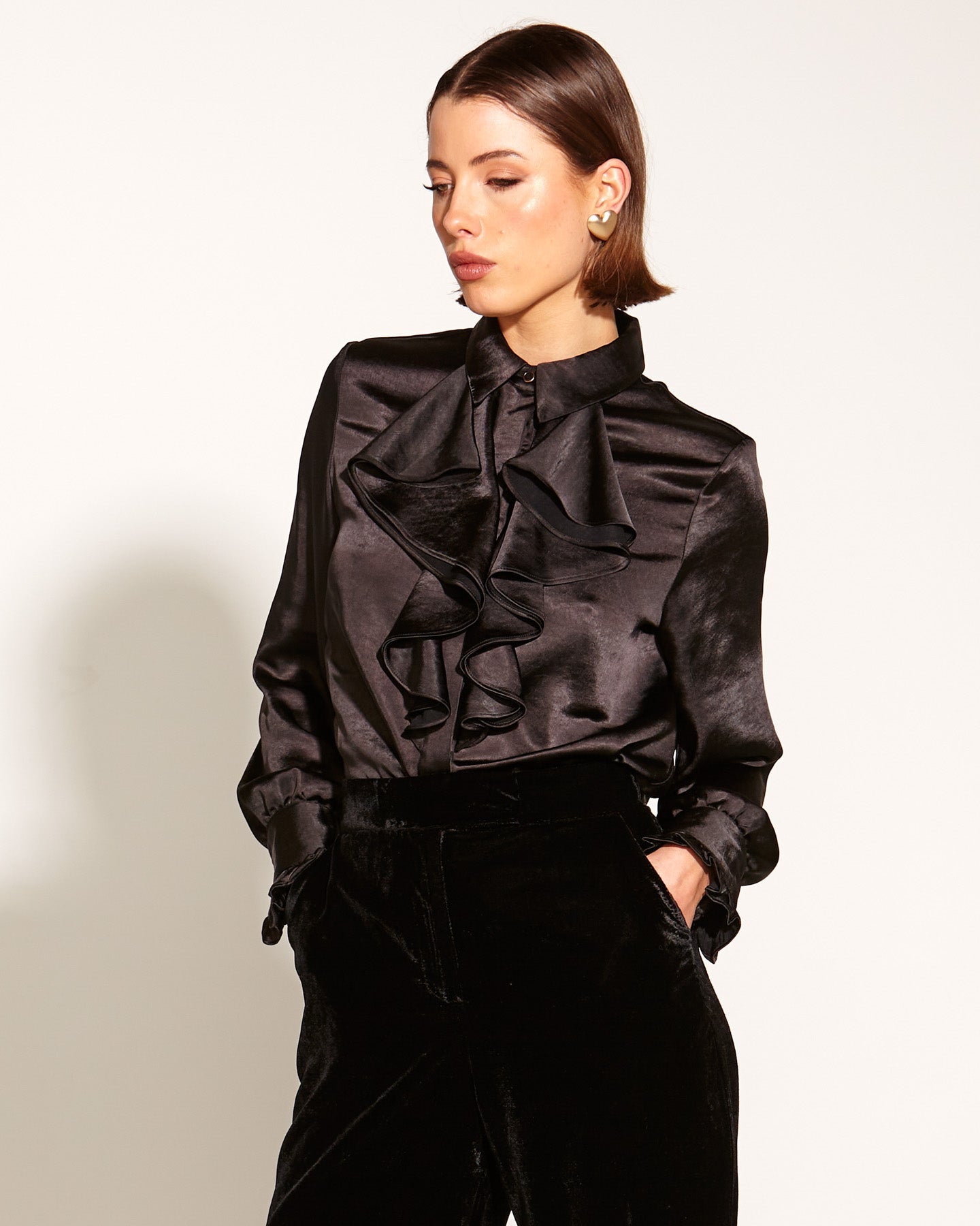 Fate + Becker Only She Knows Ruffle Shirt - Black