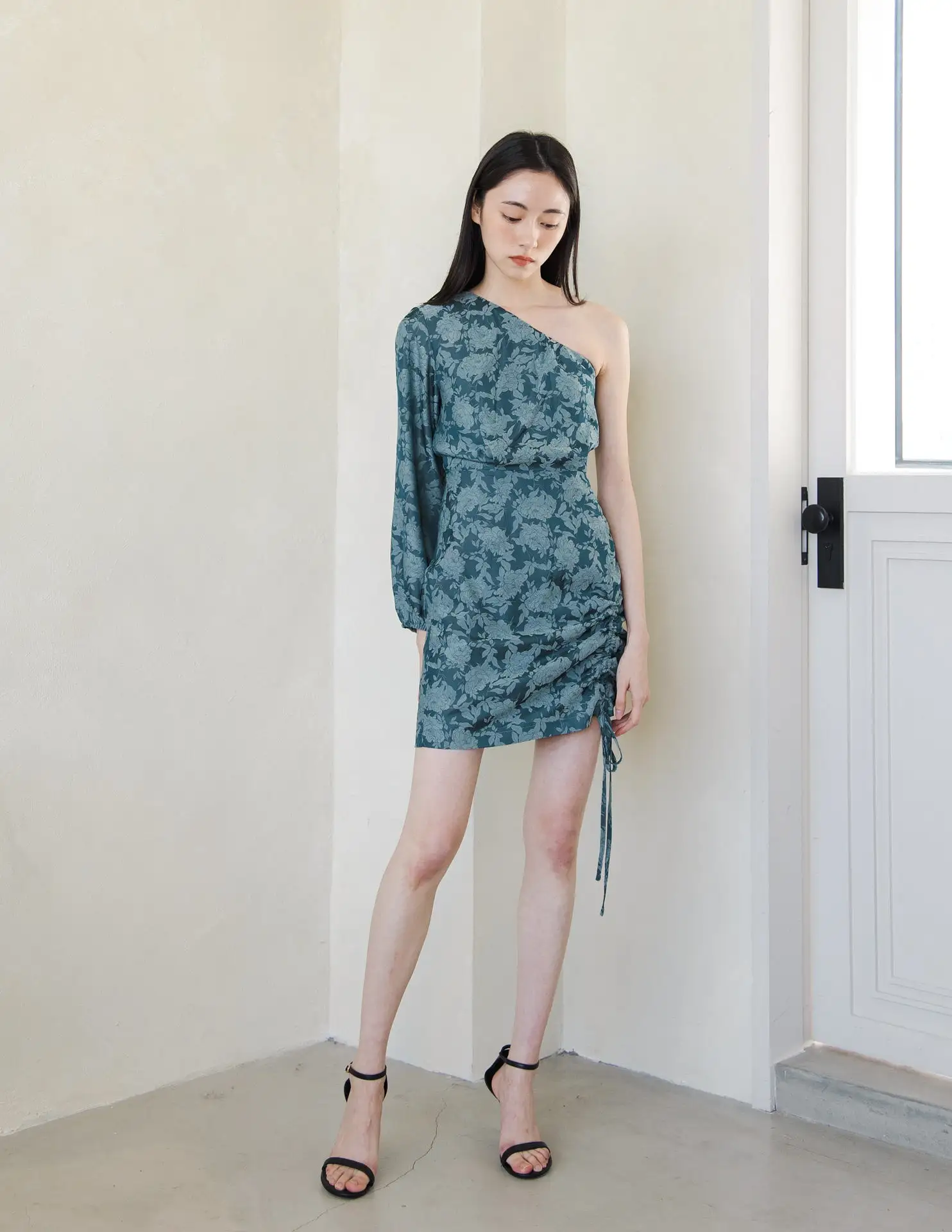 Faye Jacquard Dress in Teal