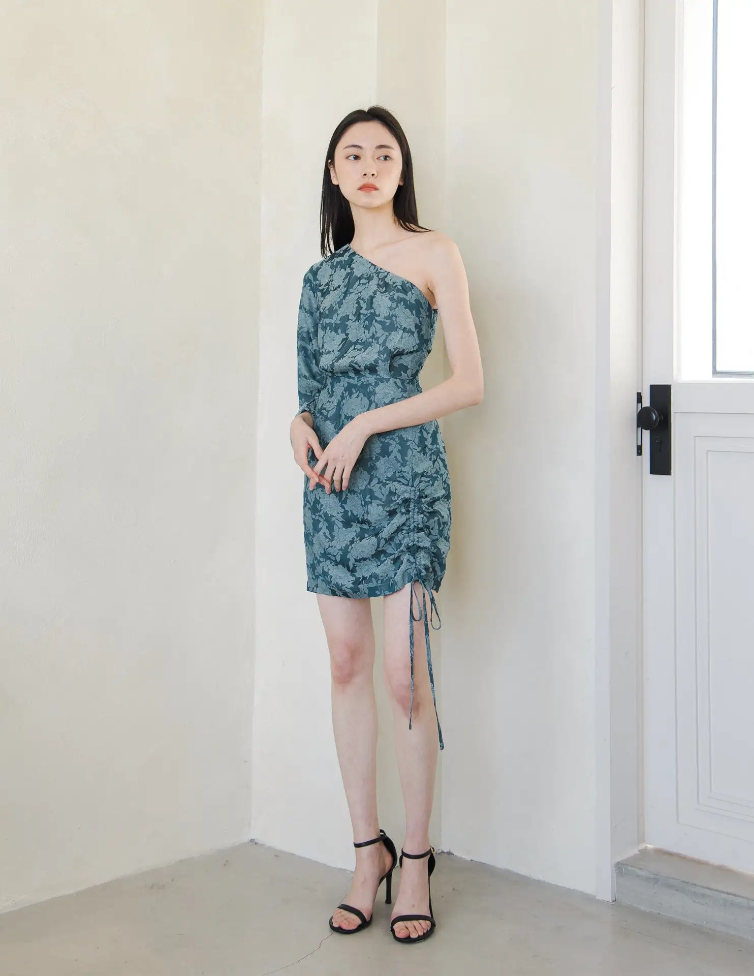 Faye Jacquard Dress in Teal