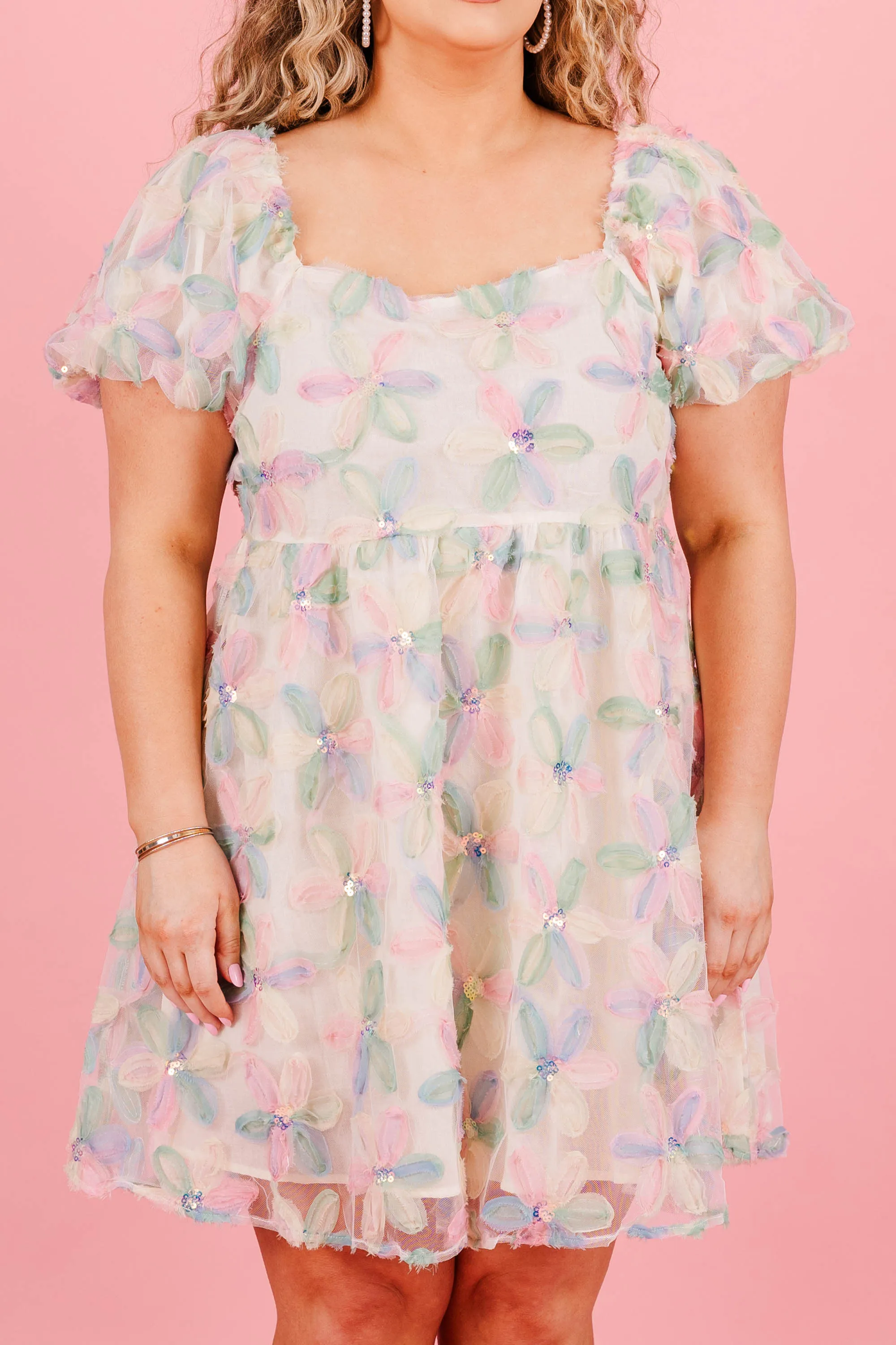 Flower Clouds Dress, Pink Mix