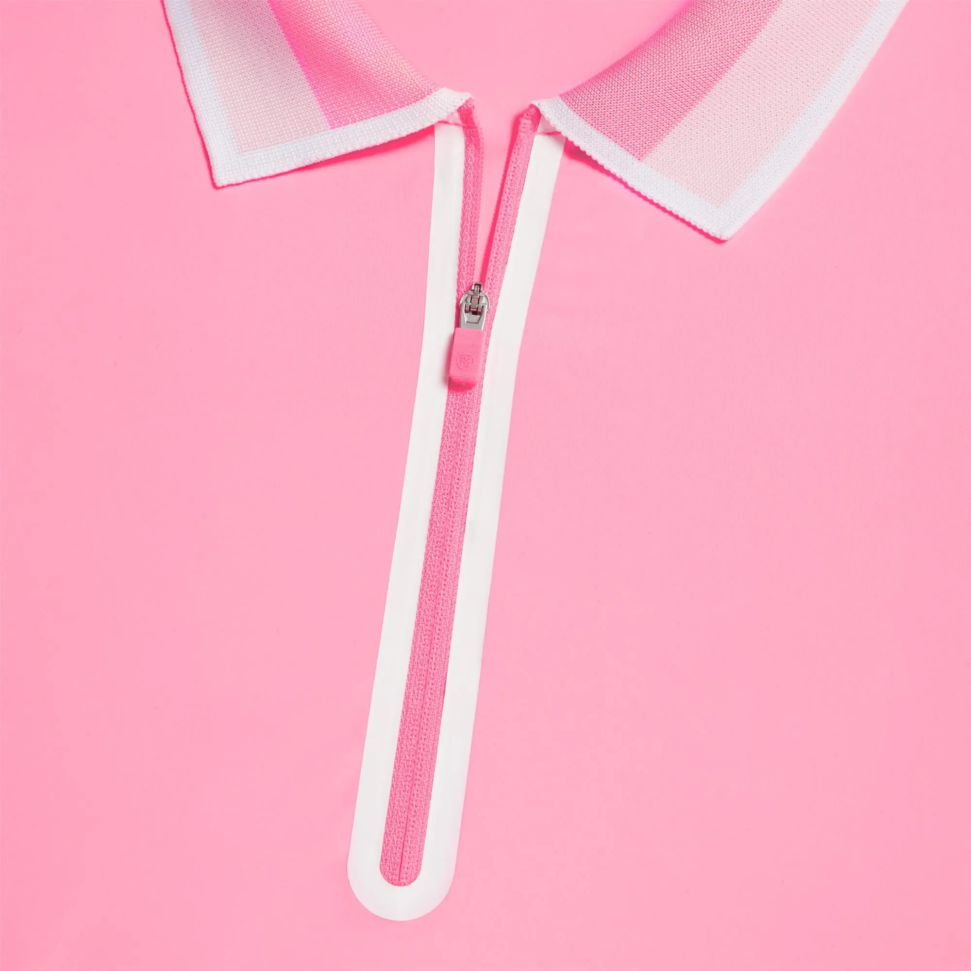 G/FORE Colour Block Collar Silky Tech Nylon Zip Neck Polo Candy