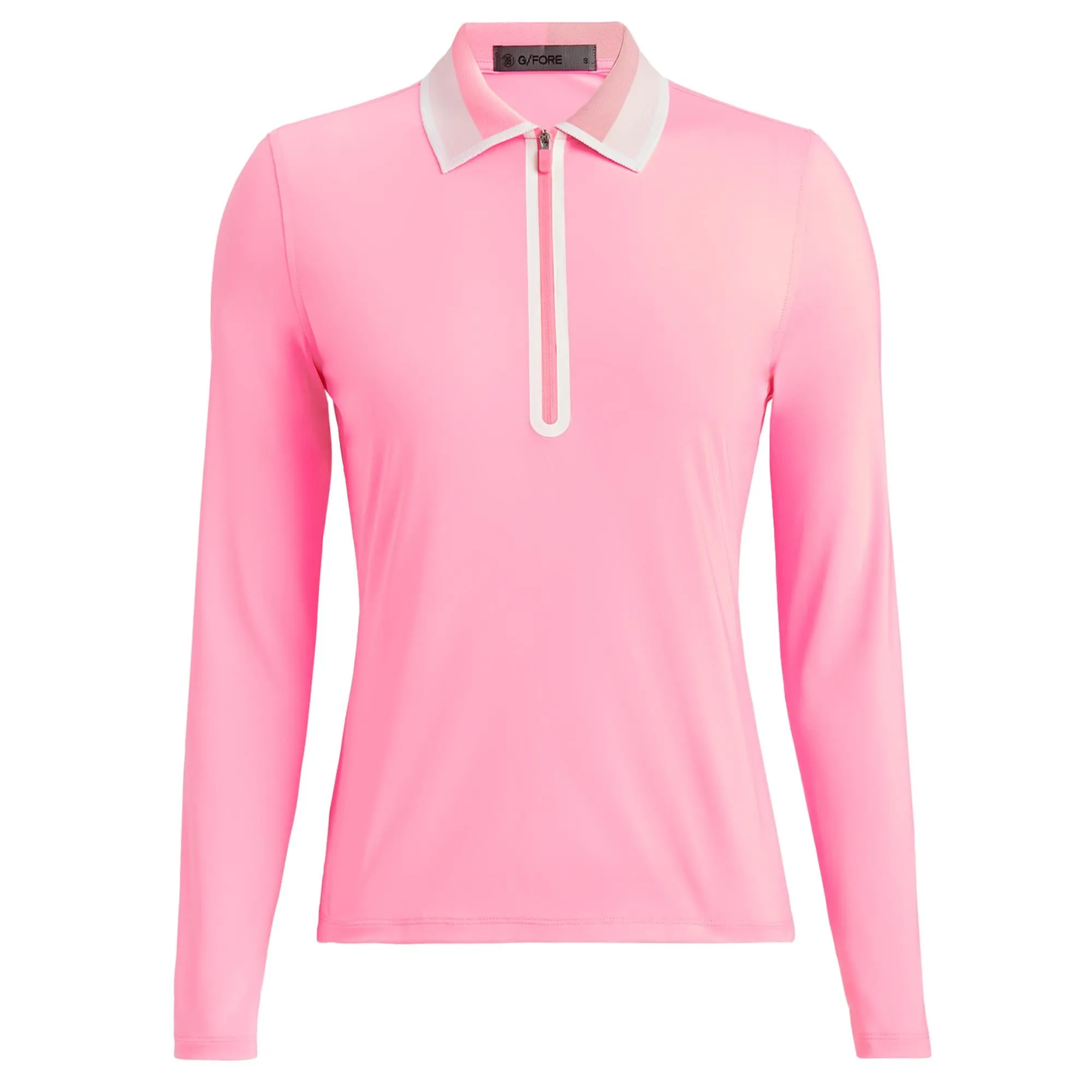 G/FORE Colour Block Collar Silky Tech Nylon Zip Neck Polo Candy