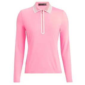 G/FORE Colour Block Collar Silky Tech Nylon Zip Neck Polo Candy