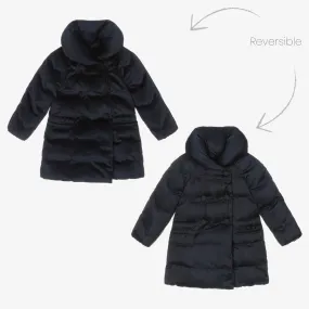 Girls Blue Reversible Coat