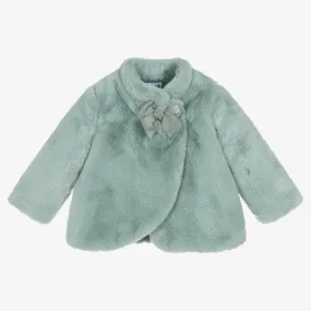 Girls Green Faux Fur Coat