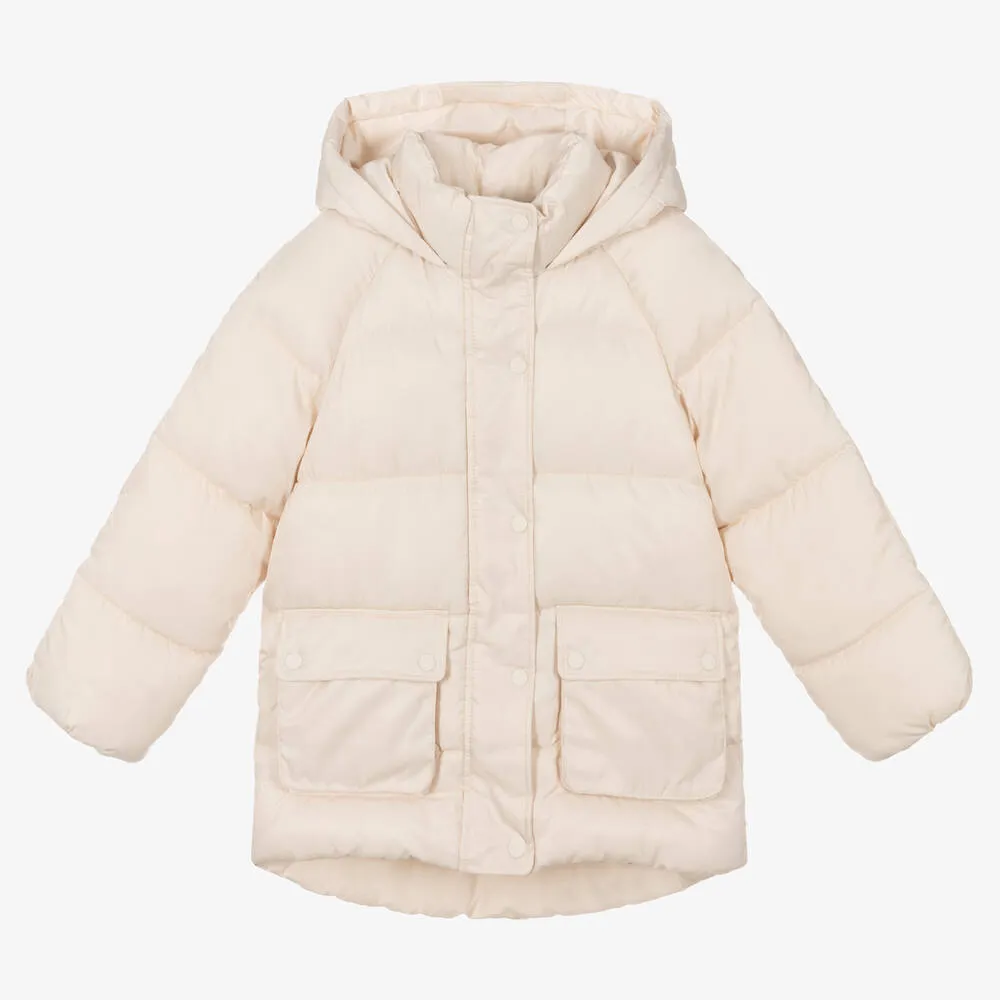 Girls Ivory Puffer Coat